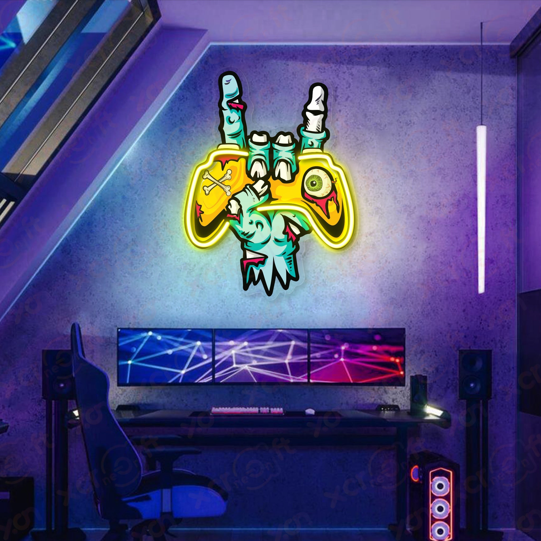 Zombie Game Controller 12V LED Neon Sign For Game Room Decoration - Bright for Large Spaces