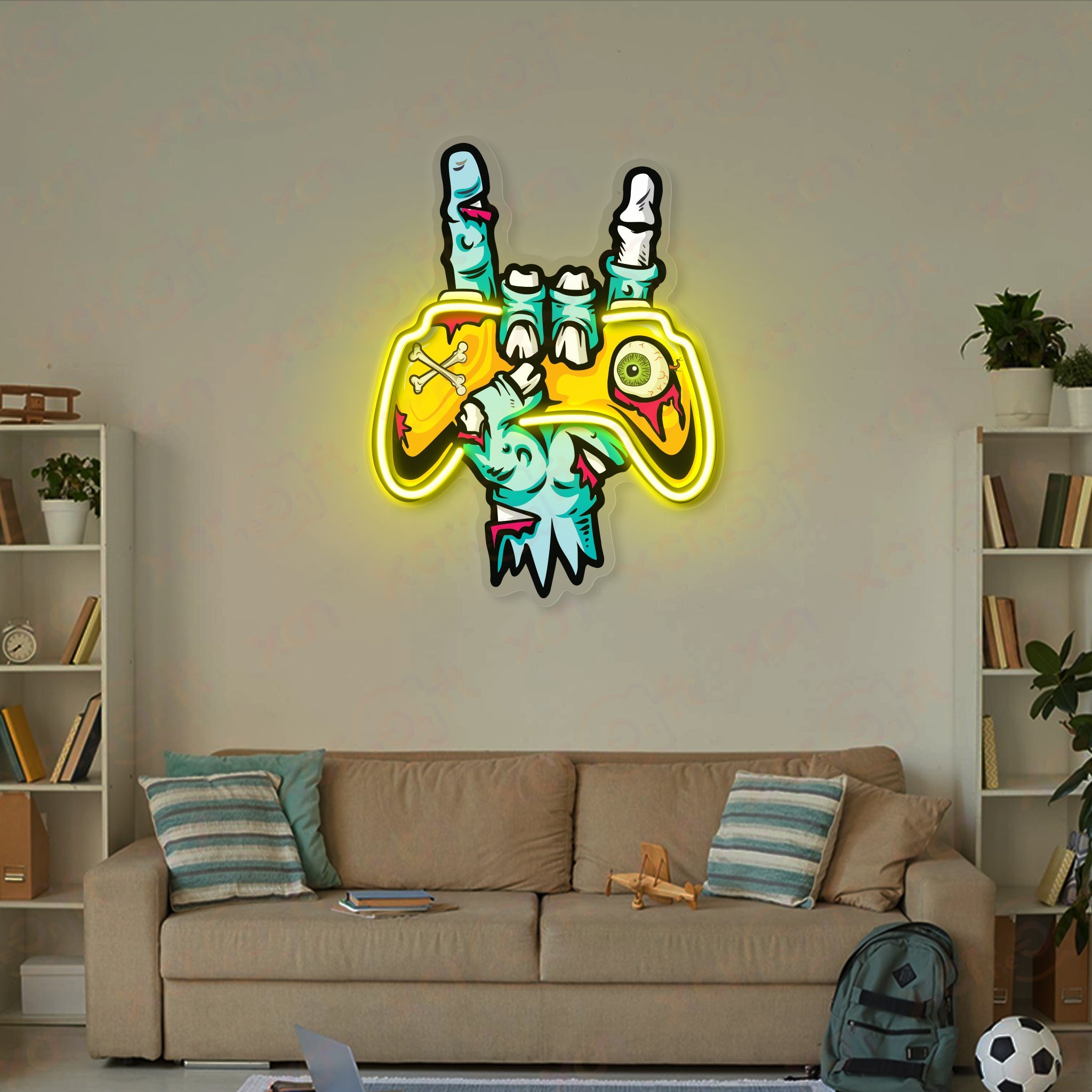Zombie Game Controller 12V LED Neon Sign For Game Room Decoration - Bright for Large Spaces