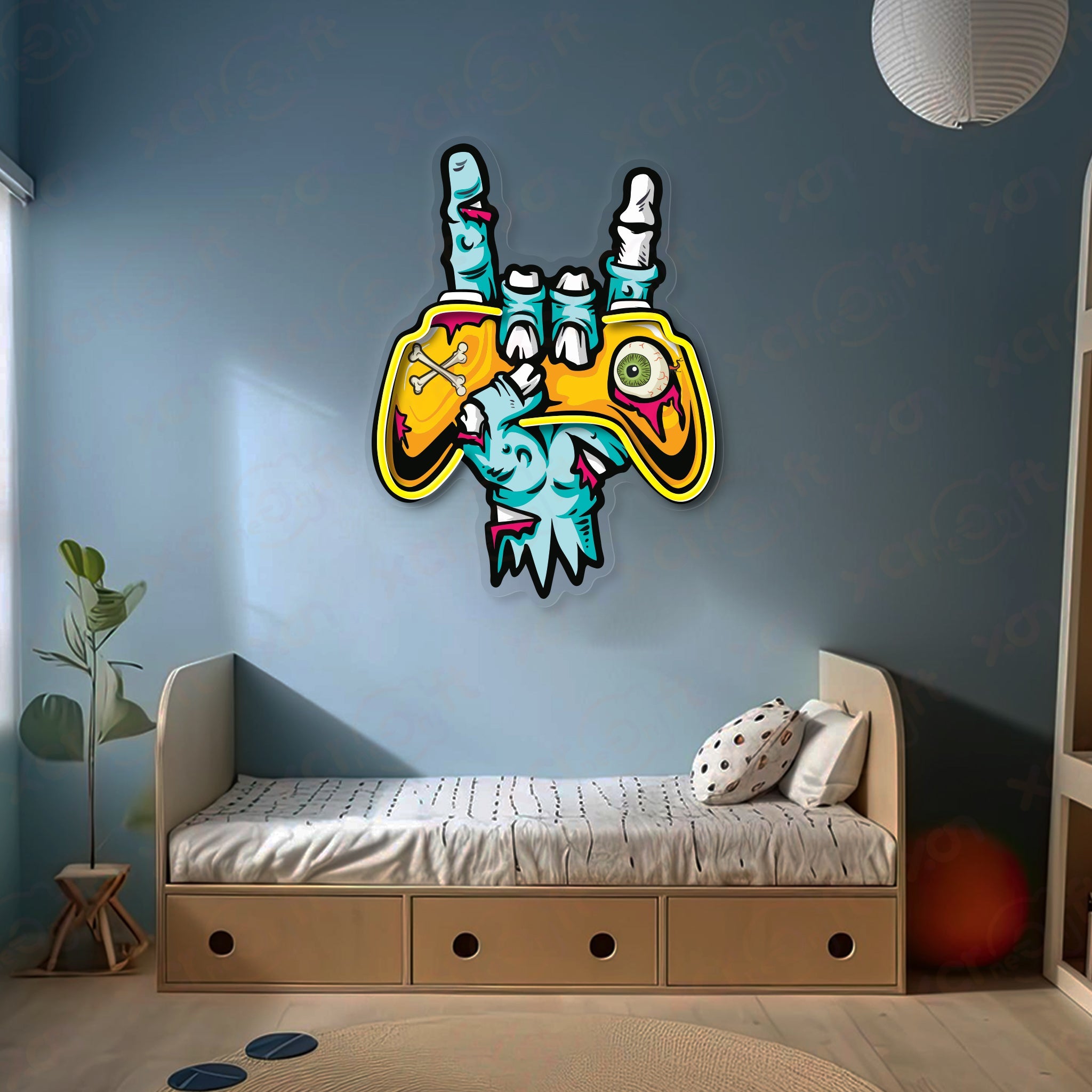 Zombie Game Controller 12V LED Neon Sign For Game Room Decoration - Bright for Large Spaces
