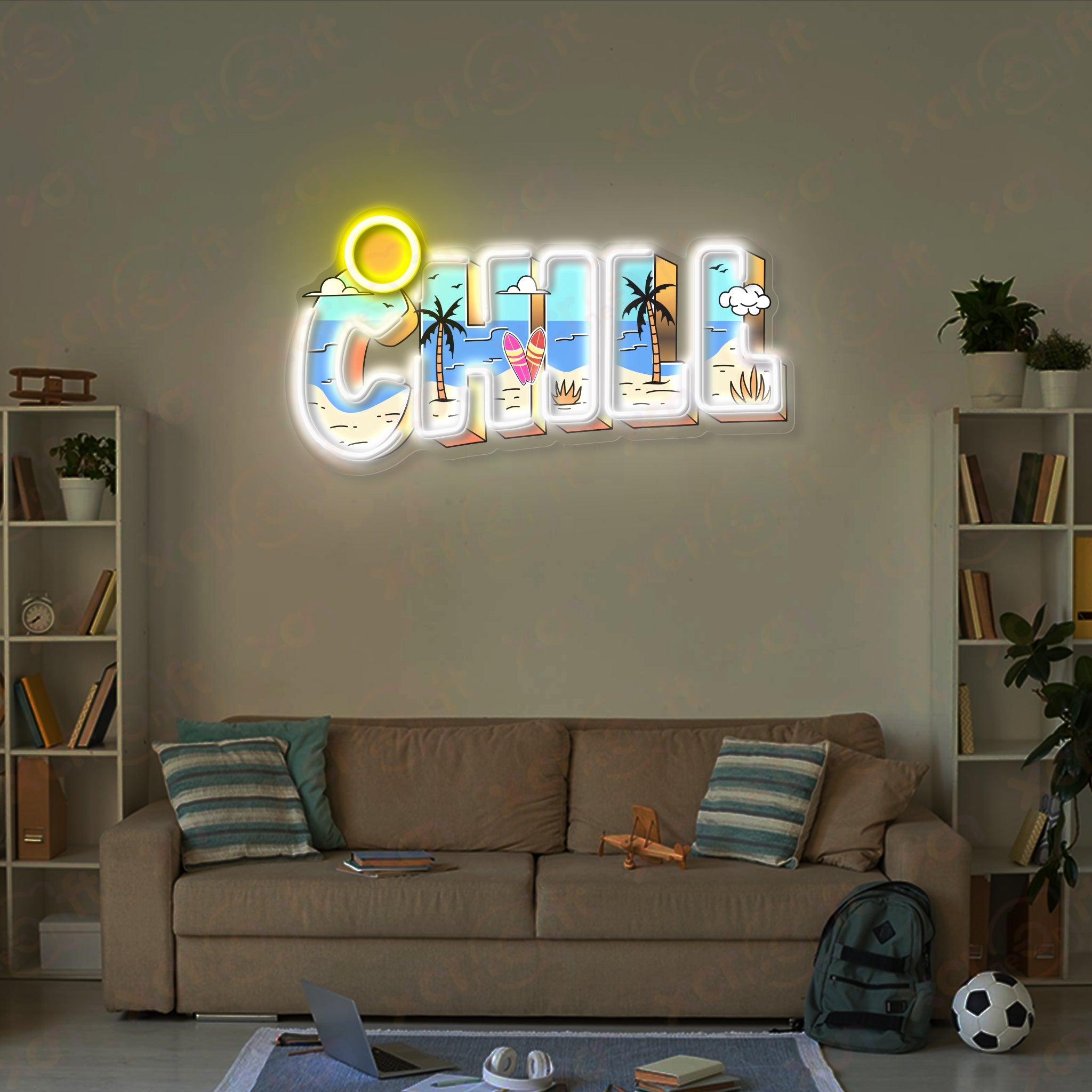 Beach Chill Quote 12V LED Neon Sign For Room Decor - Bright for Large Spaces