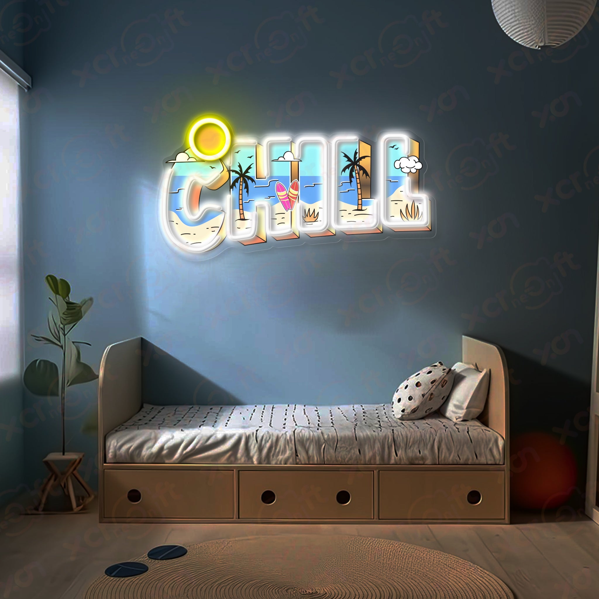 Beach Chill Quote 12V LED Neon Sign For Room Decor - Bright for Large Spaces