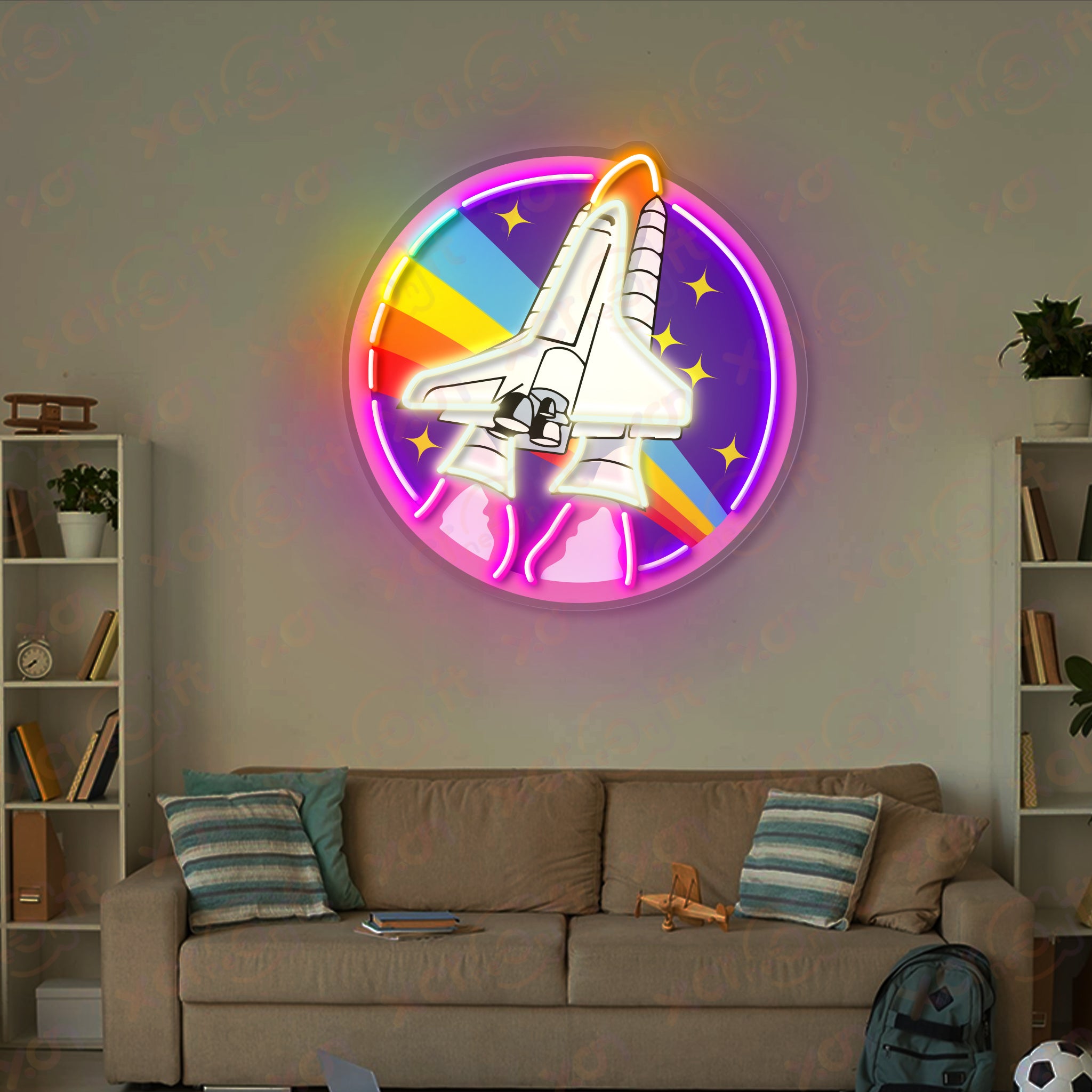 Spaceship UV Neon Signs