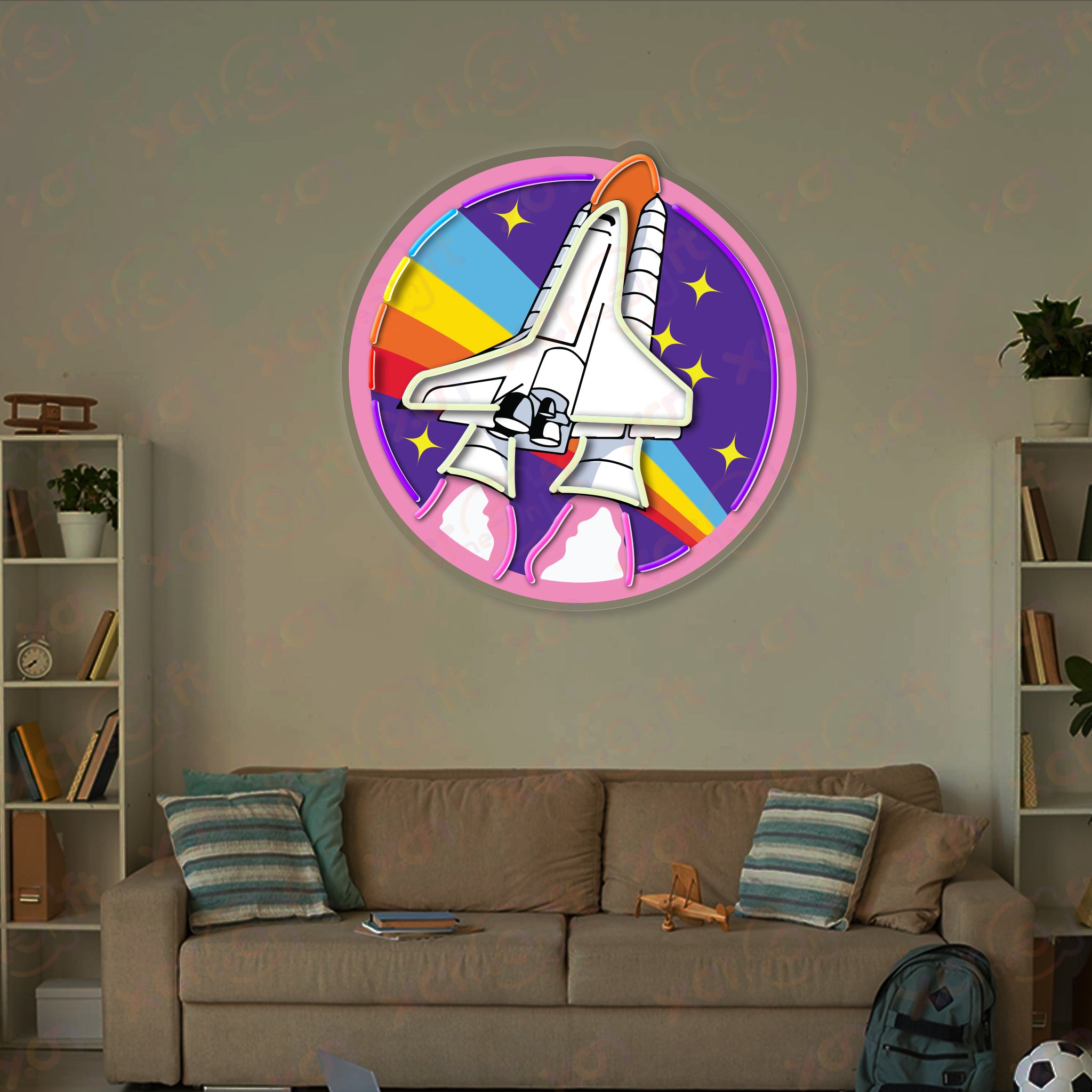 Spaceship UV Neon Signs