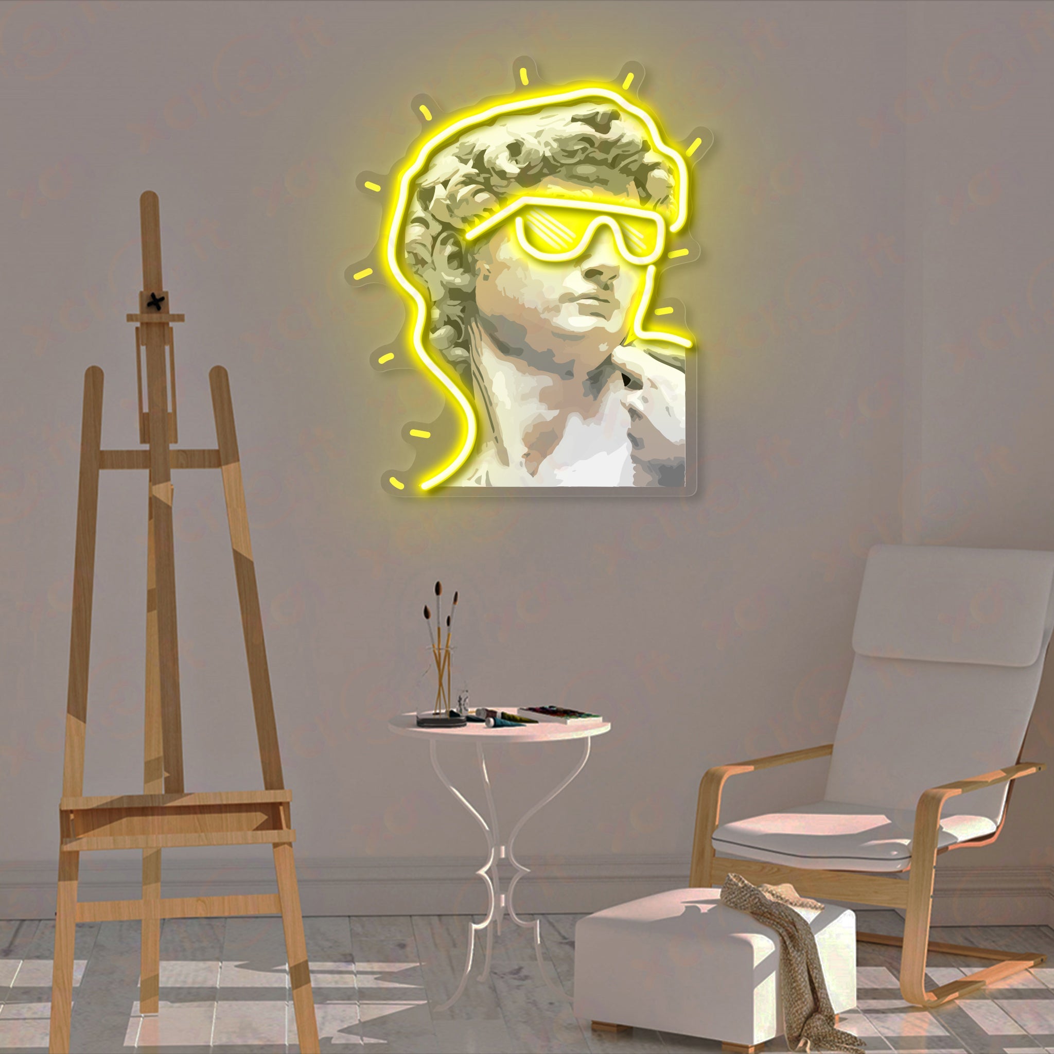David Sculpture Aesthetic 12V LED Neon Sign For Wall Decor - Bright for Large Spaces
