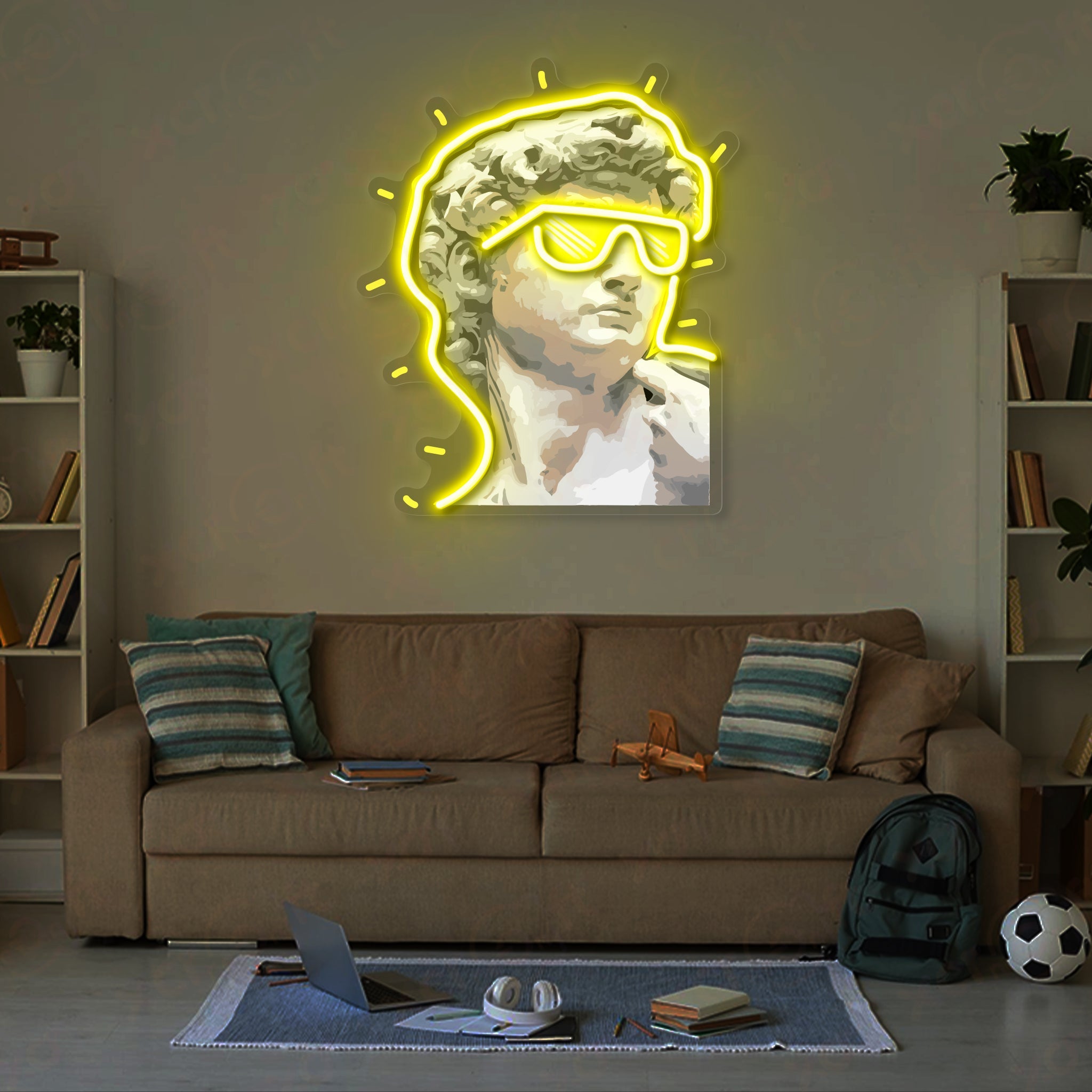 David Sculpture Aesthetic 12V LED Neon Sign For Wall Decor - Bright for Large Spaces