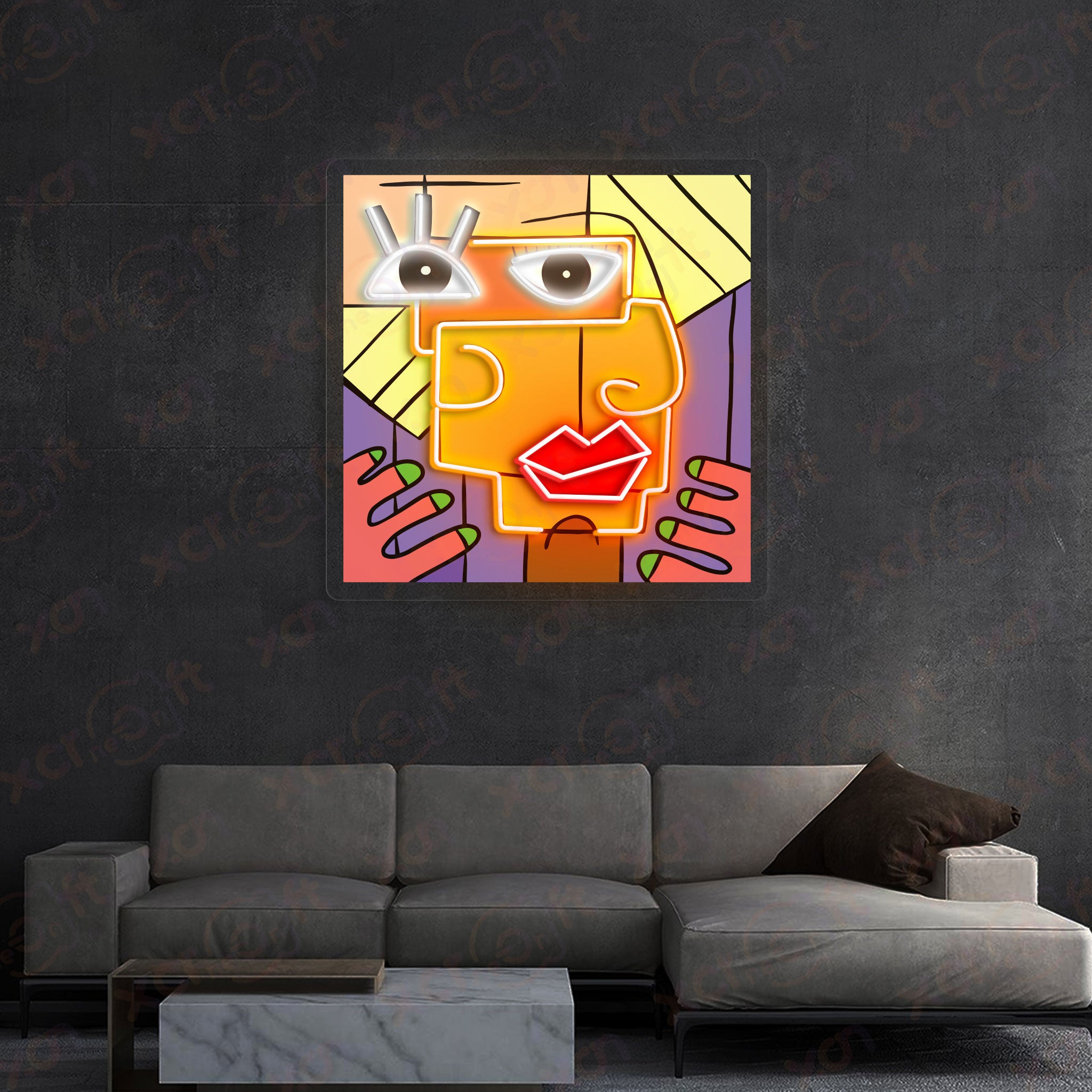 Abstract Colorful Face Durable Neon Light
