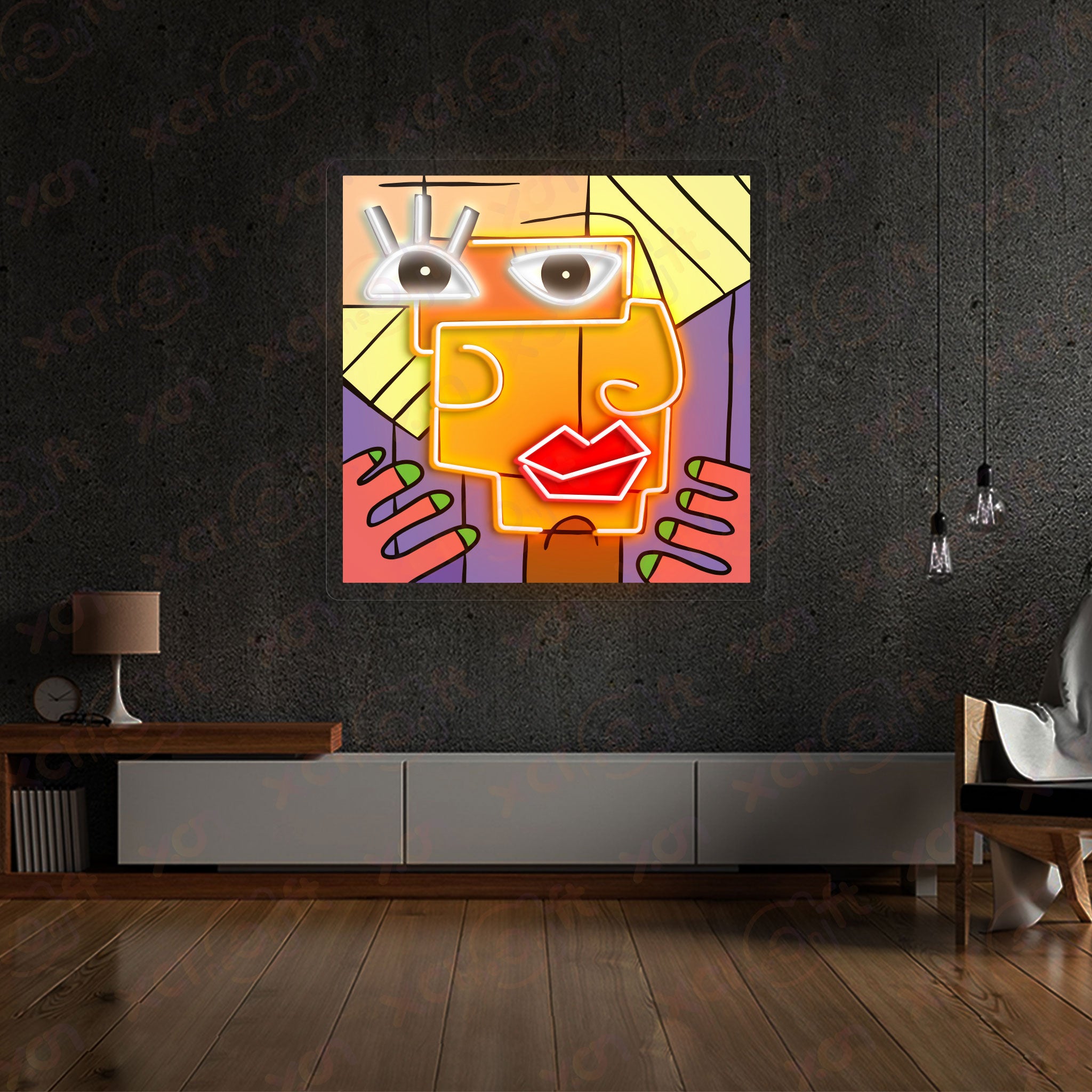 Abstract Colorful Face Durable Neon Light