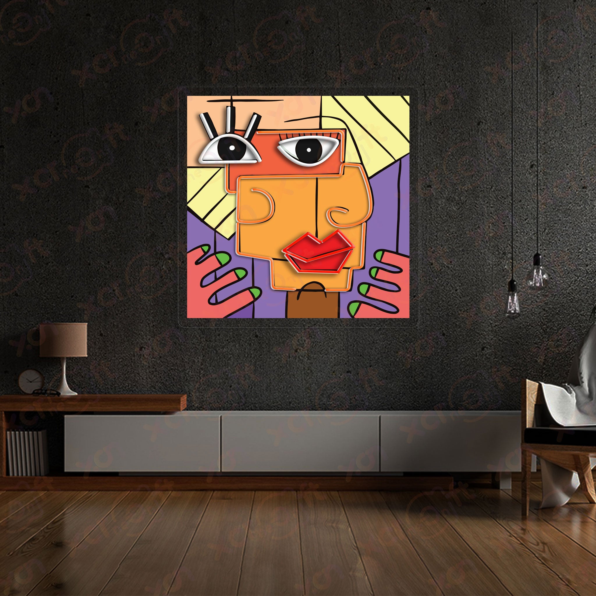 Abstract Colorful Face Durable Neon Light