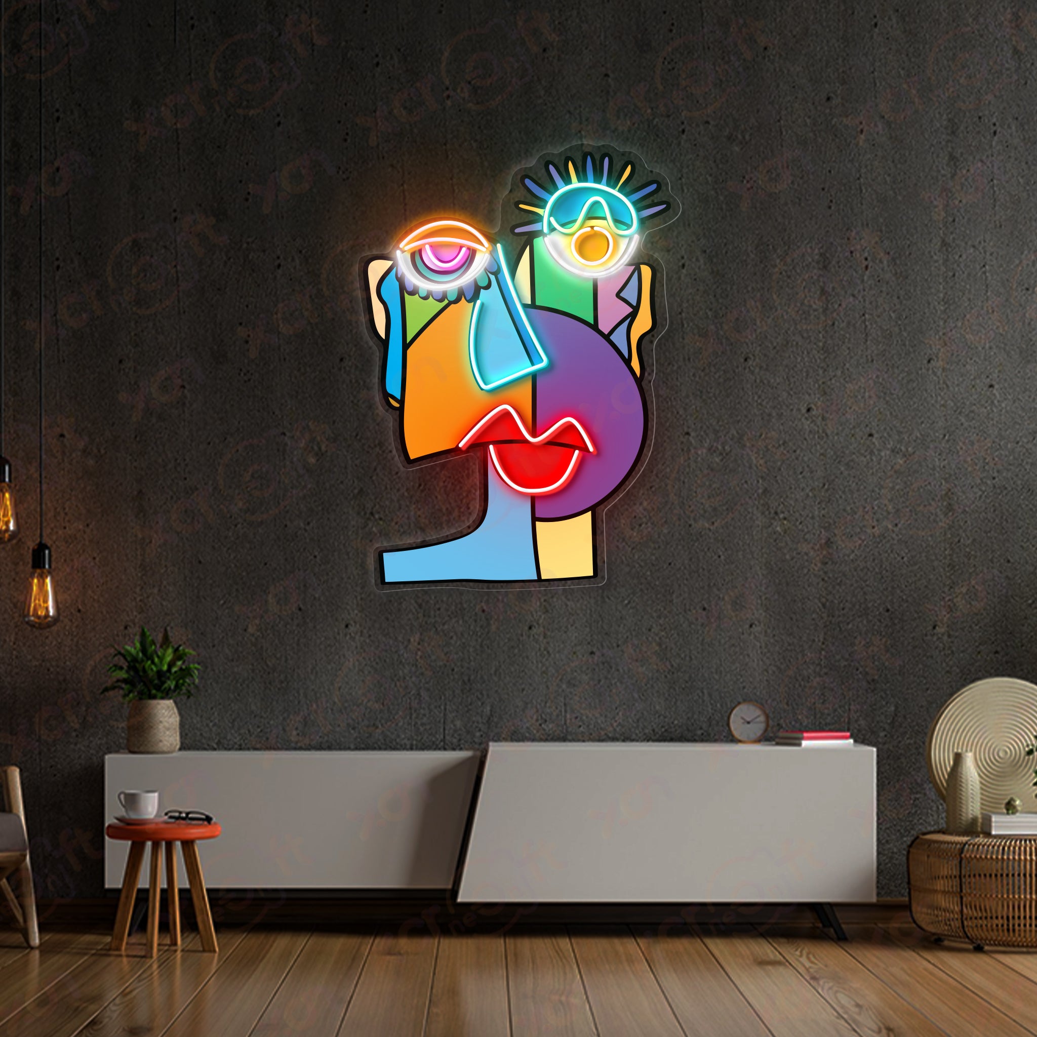 Abstract No Hair Man LED Neon Sign