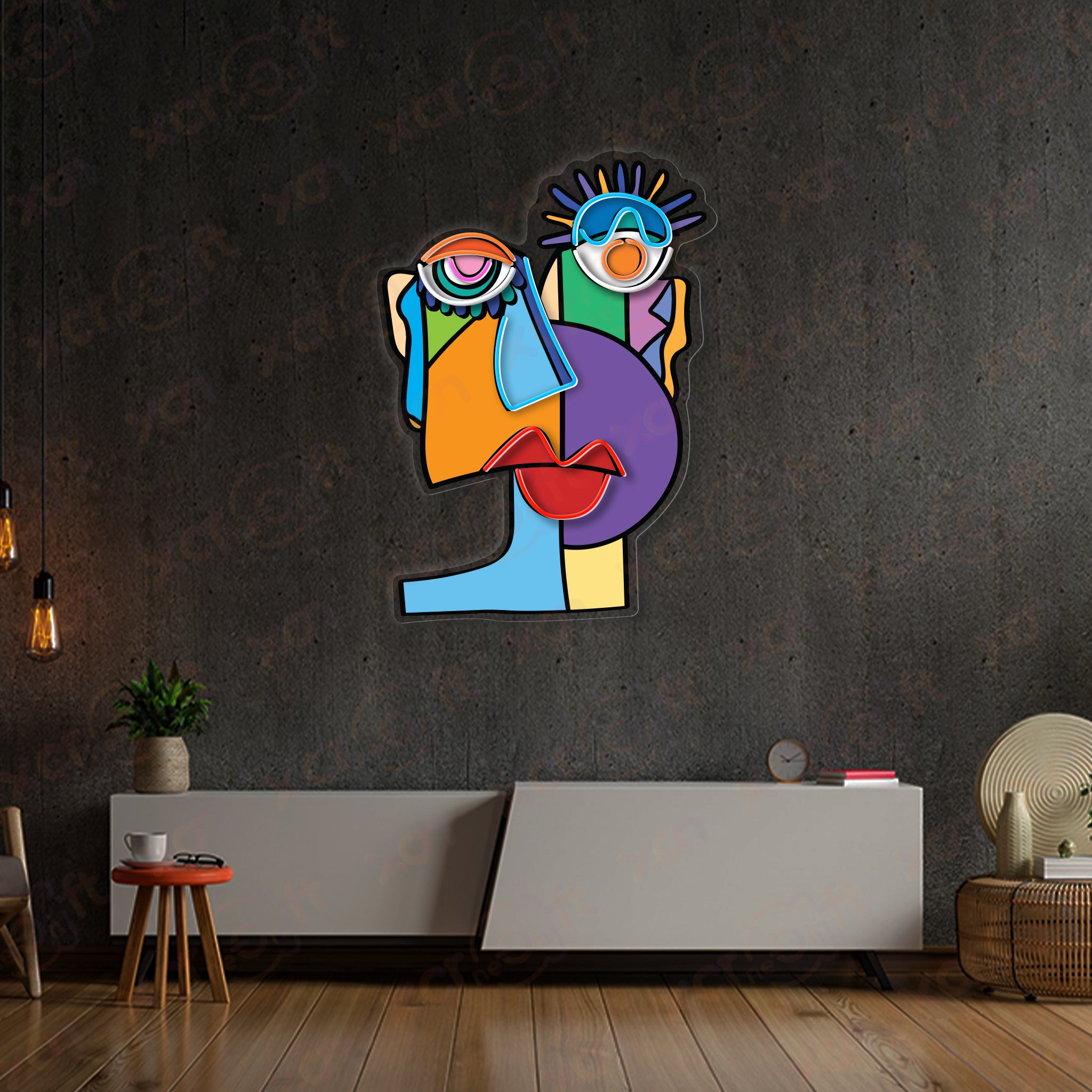 Abstract No Hair Man LED Neon Sign