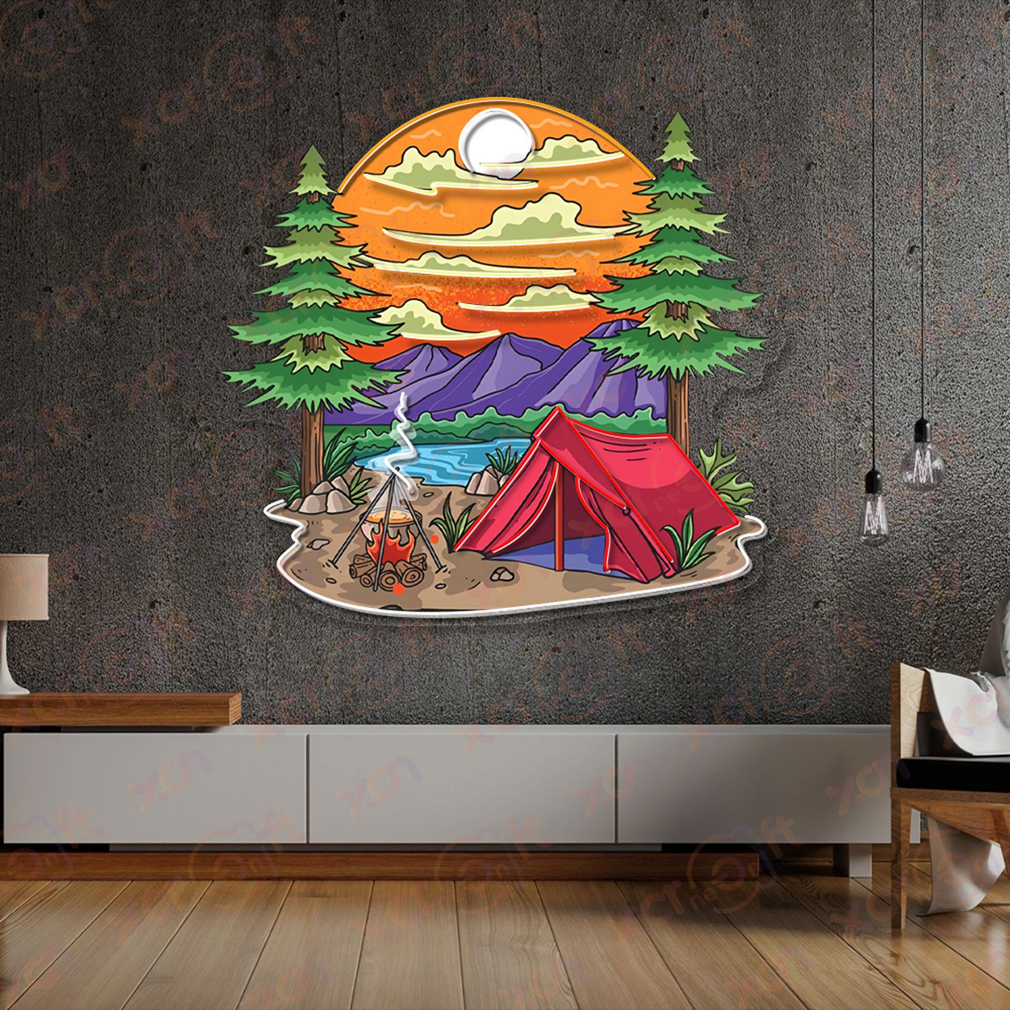 Summer Camping UV Neon Signs