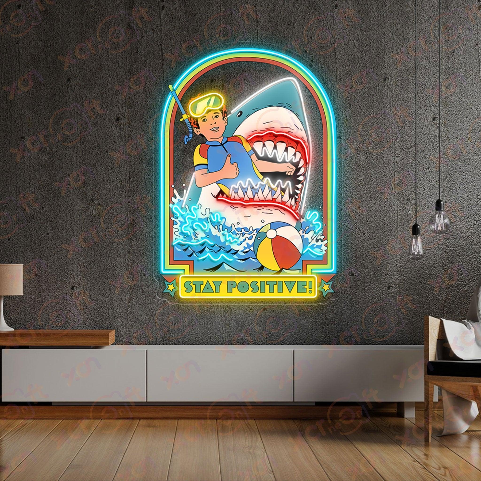 Funny Shark Teenage UV Neon Light Decor Walls