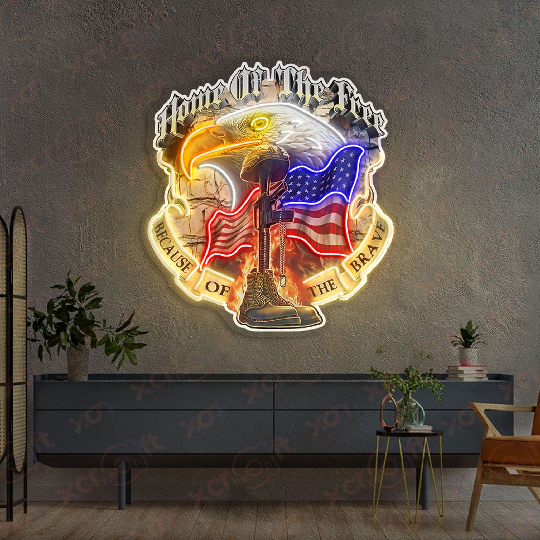 Home of the Free Decoration UV Printed Neon Signs