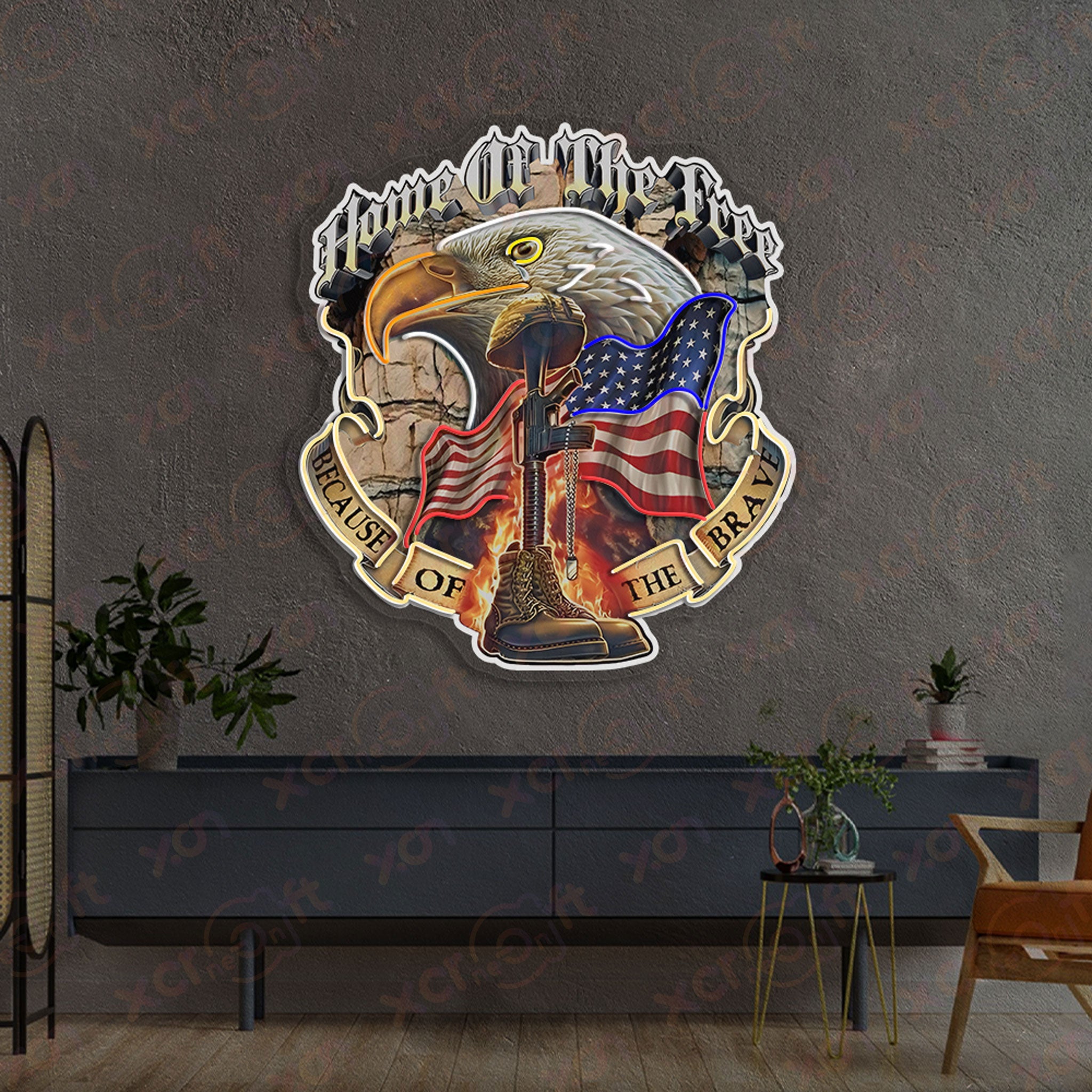 Home of the Free Decoration UV Printed Neon Signs