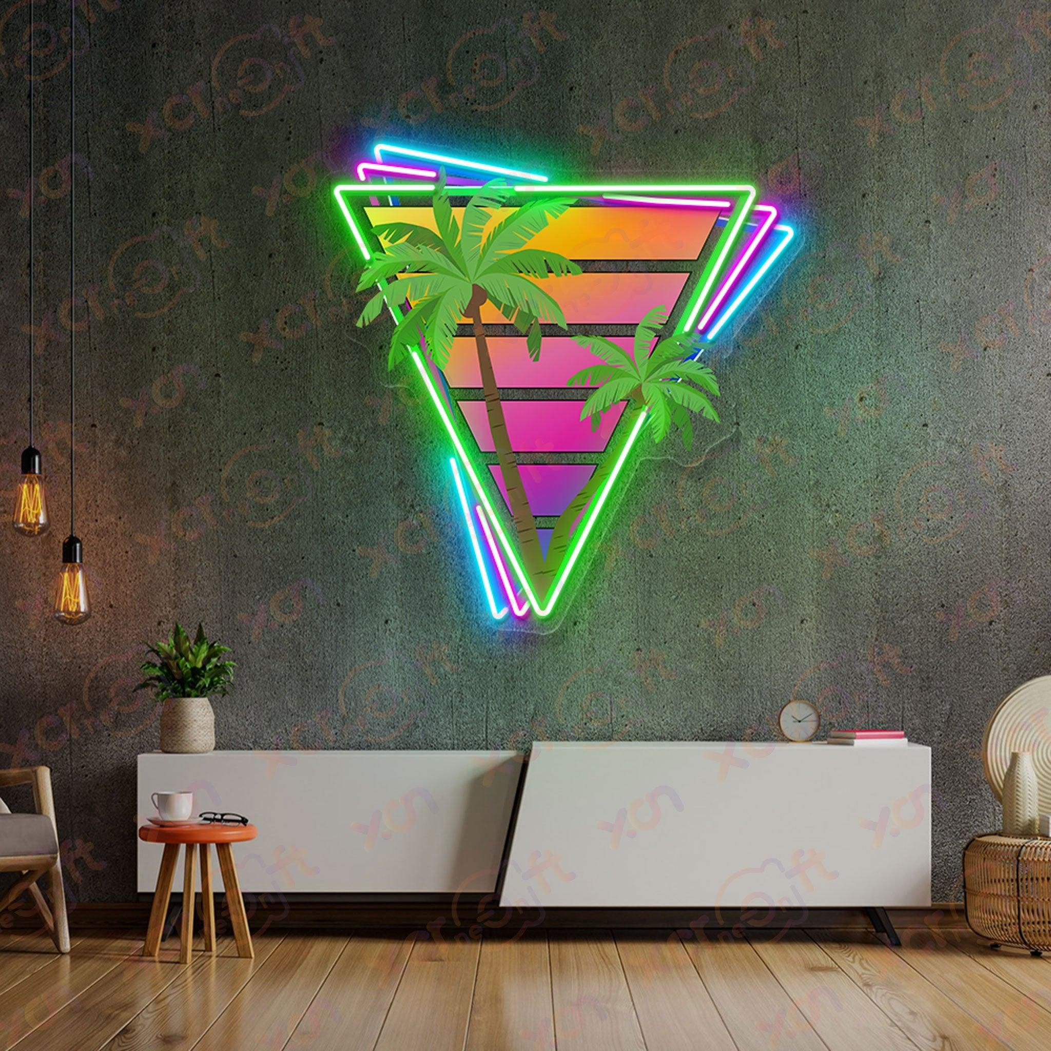 Palm Tree Printed LED Neon Sign Tropical Vibe Vintage