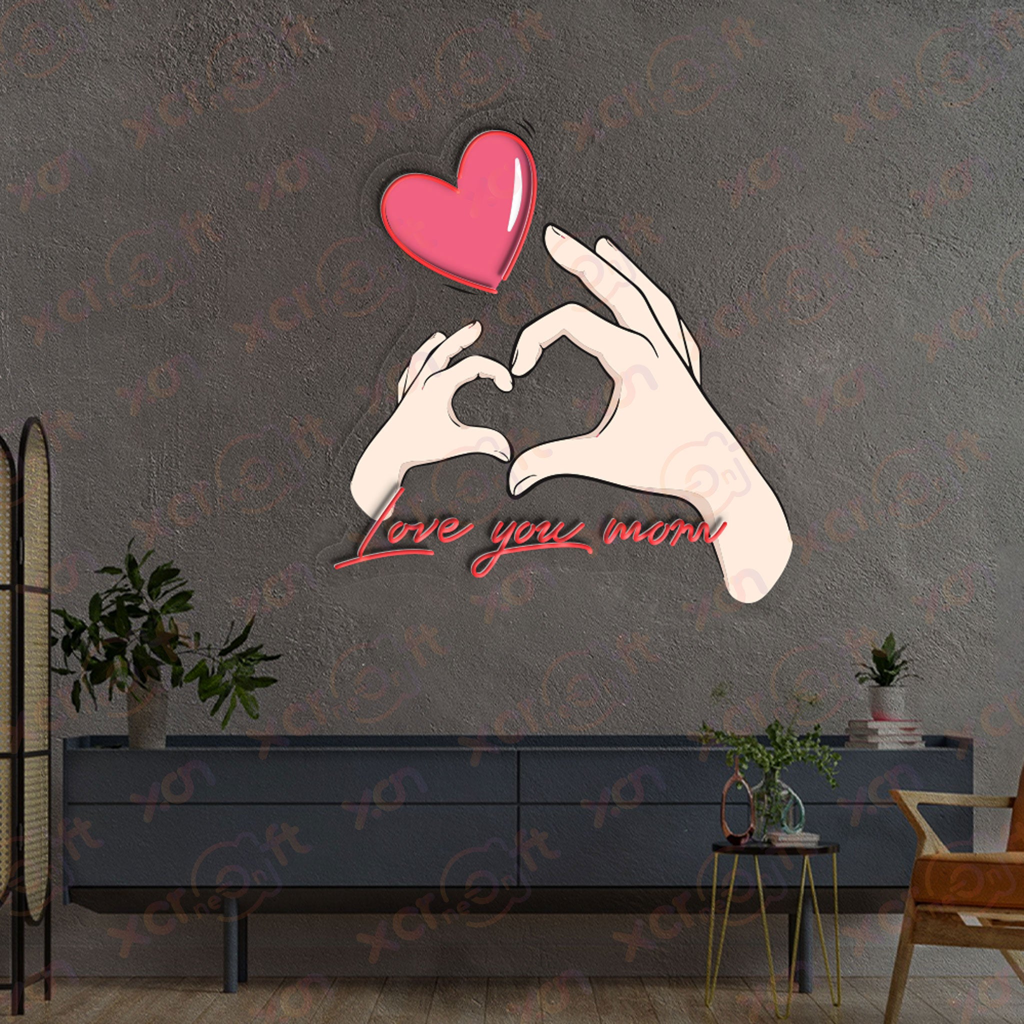 Love You Mom UV Printed Neon Sign