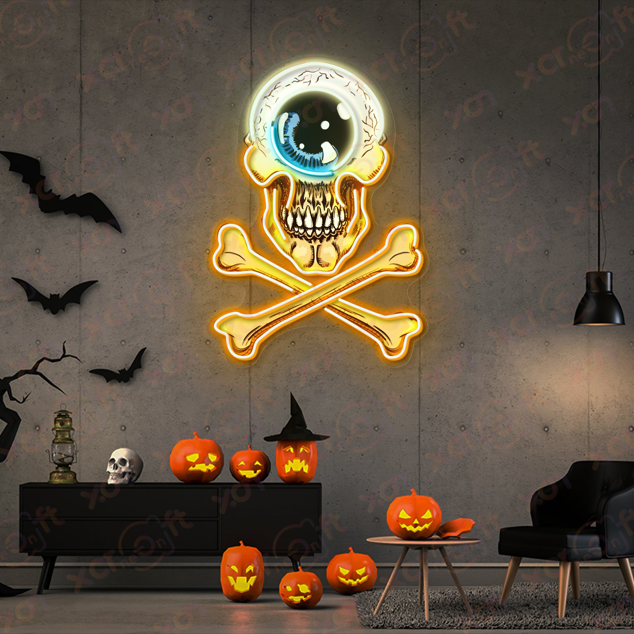 Eye Skull UV Neon Signs