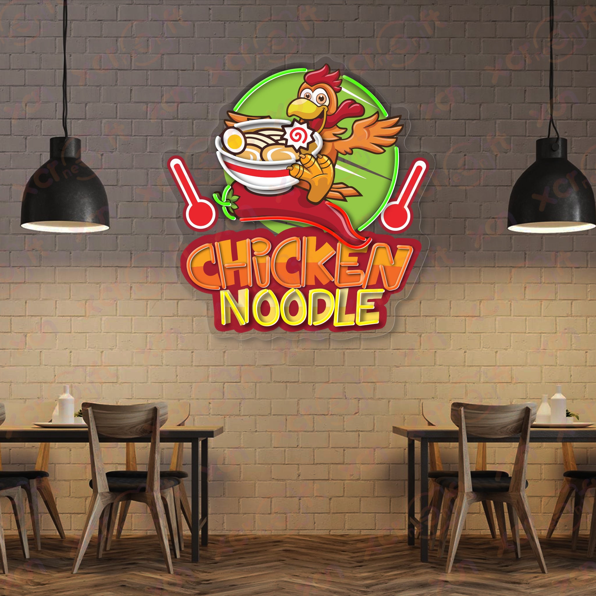 Hot Chicken Noddle UV Neon Light