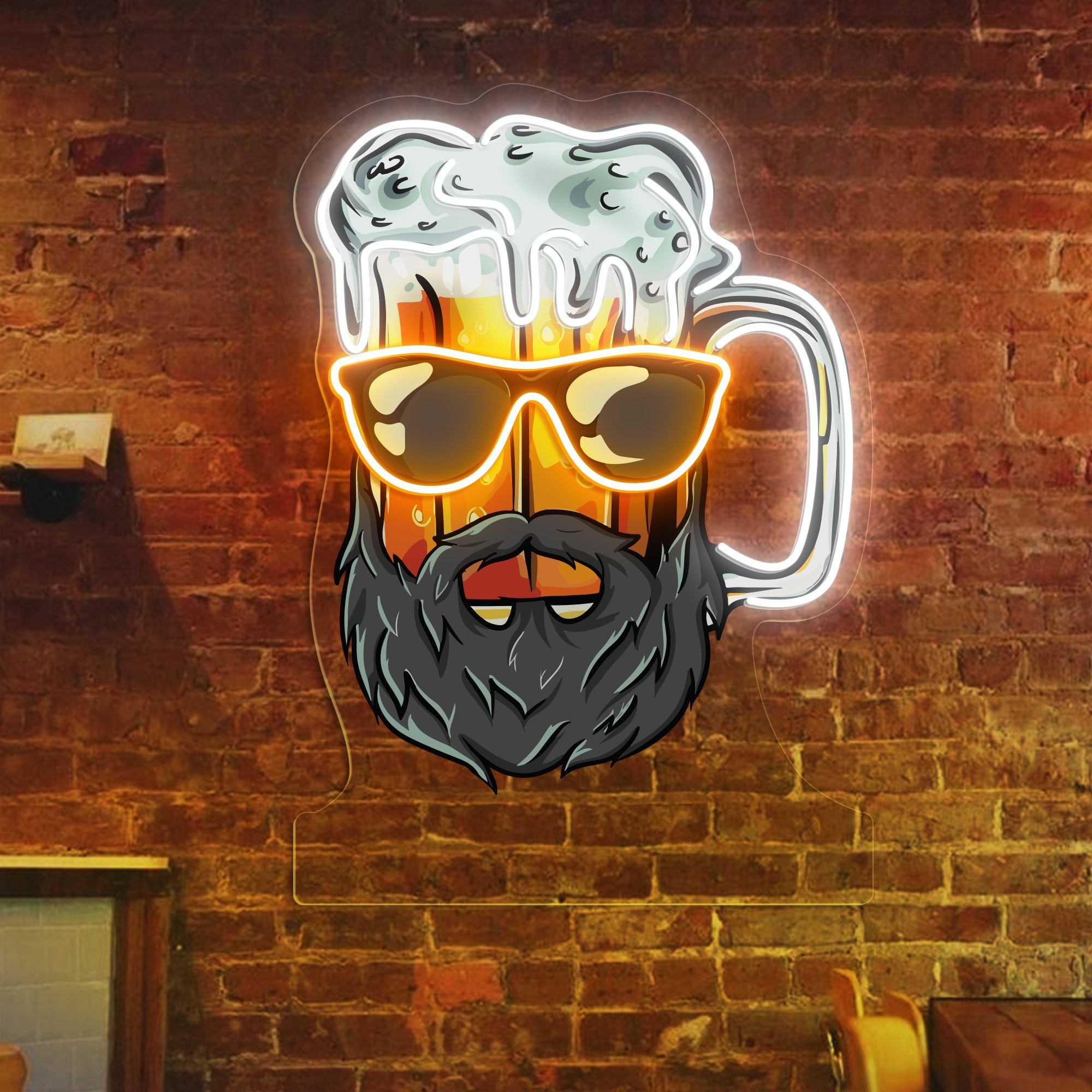 Bear Drinking UV Printed Neon Sign Wall Decoration