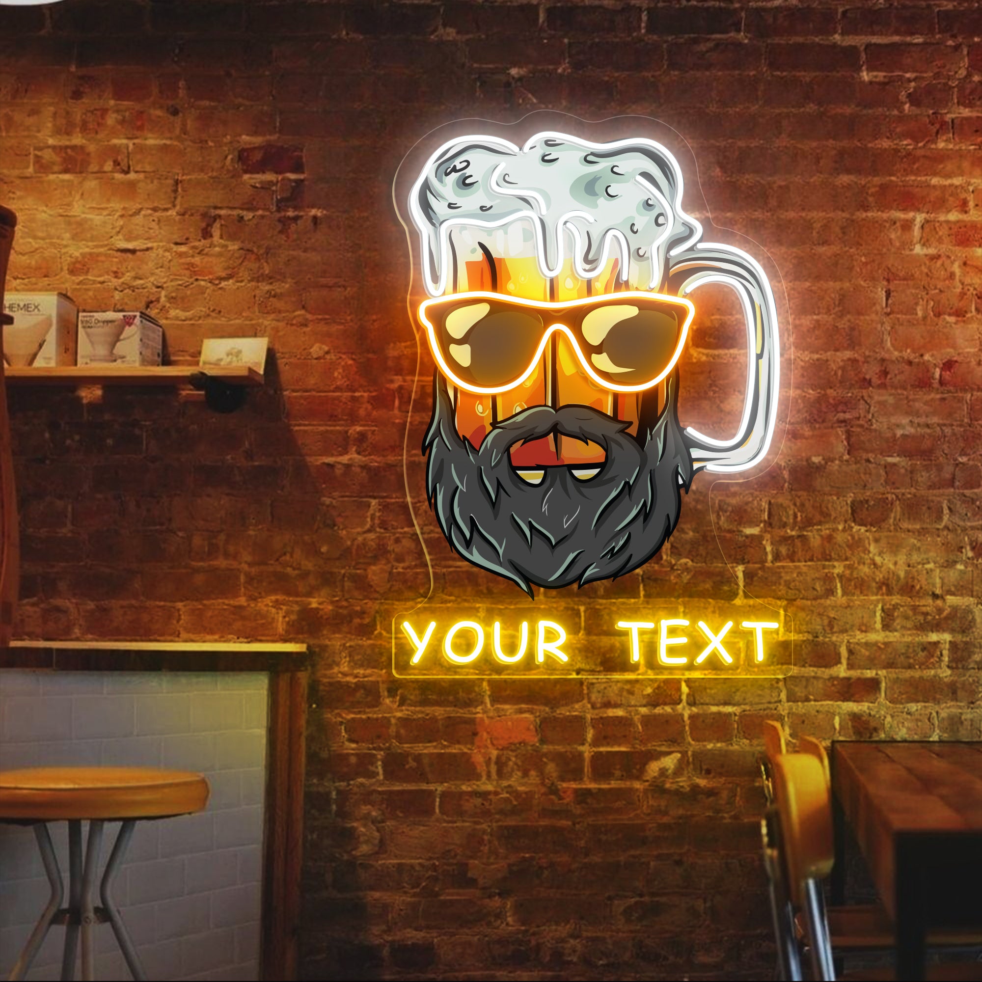 Bear Drinking UV Printed Neon Sign Wall Decoration