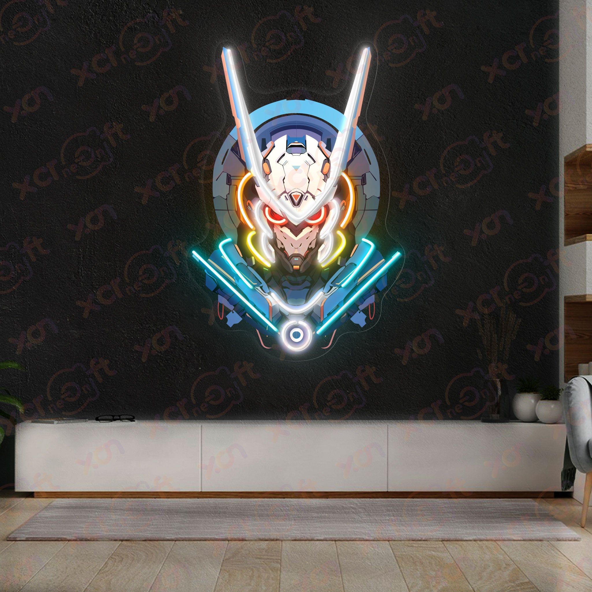Mecha Machine Neon Light Gaming Room Decor