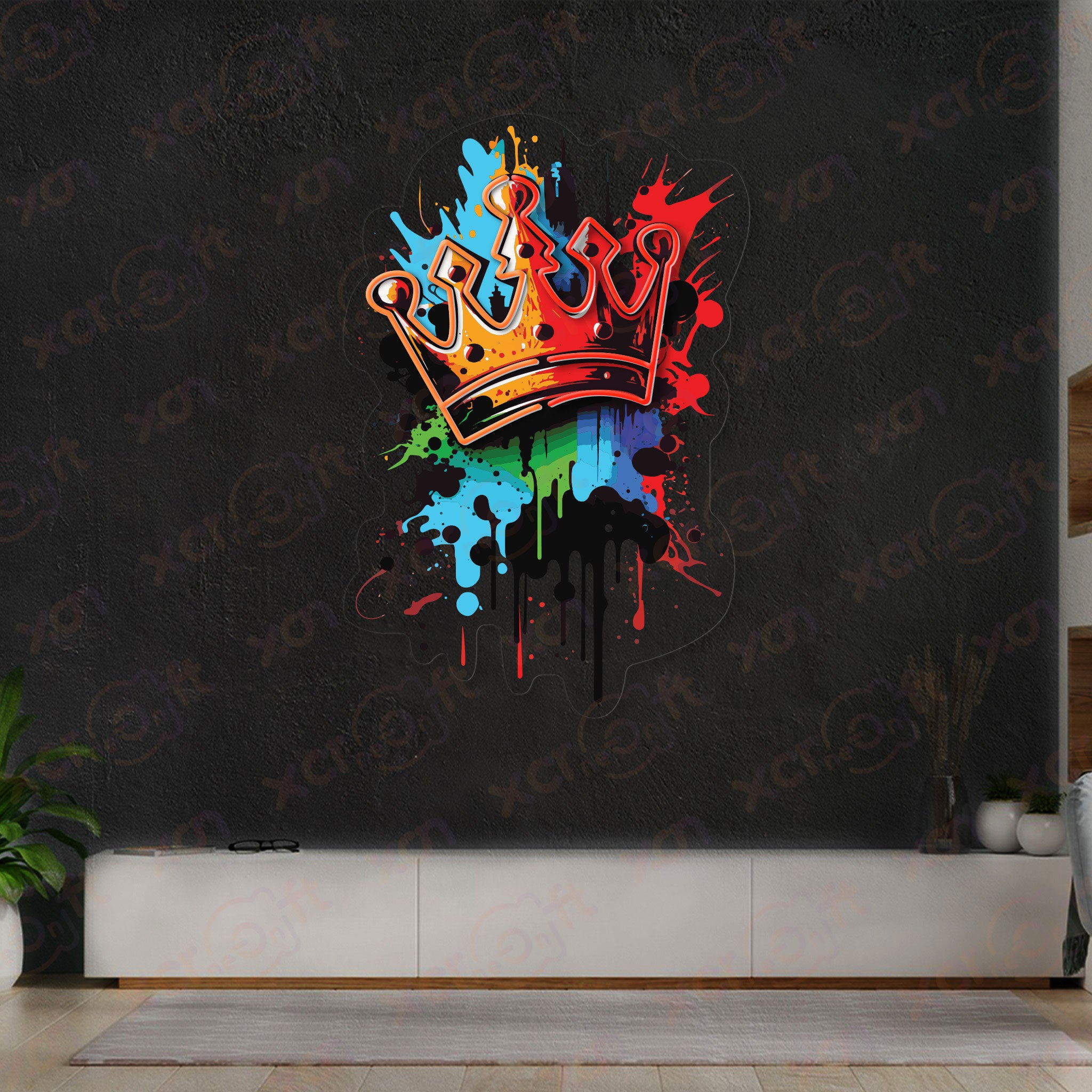 Graffiti Crow Watercolor Printed LED Neon Sign