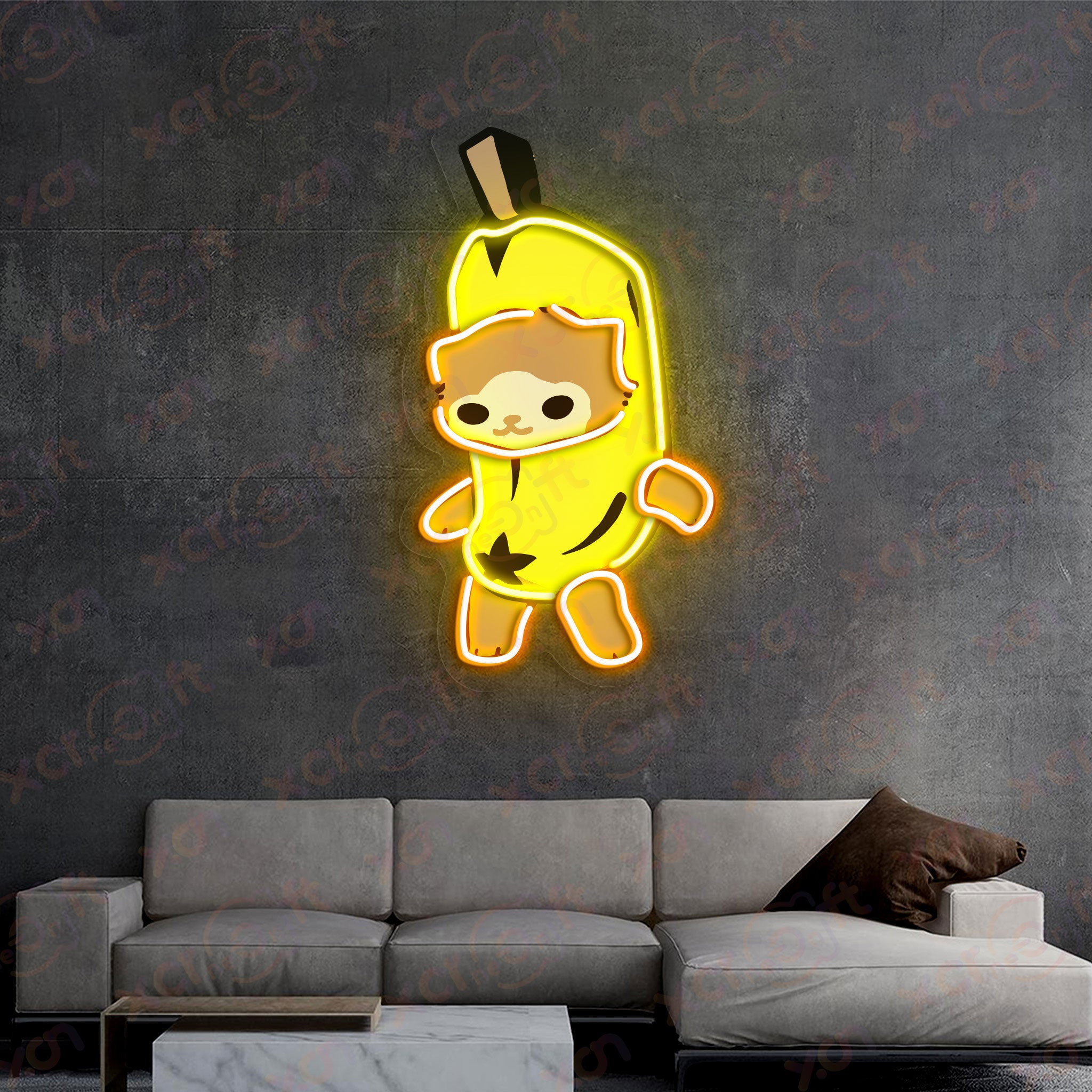 Banana Cat Meme UV Printed Neon Sign