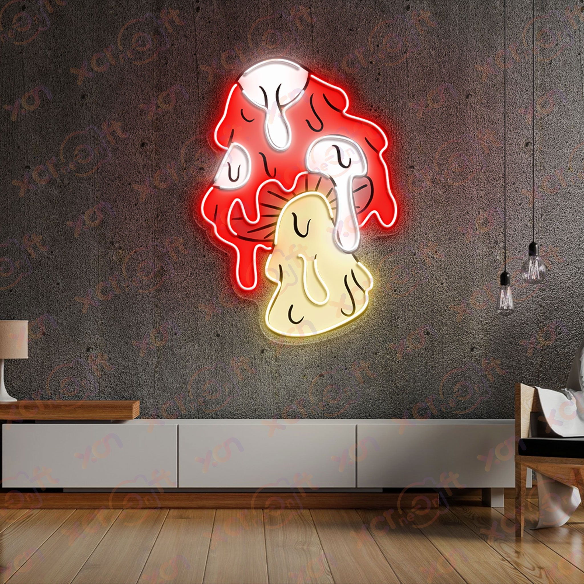 "Melted Mushroom 12V LED Neon Sign - Bright for Large Spaces
"