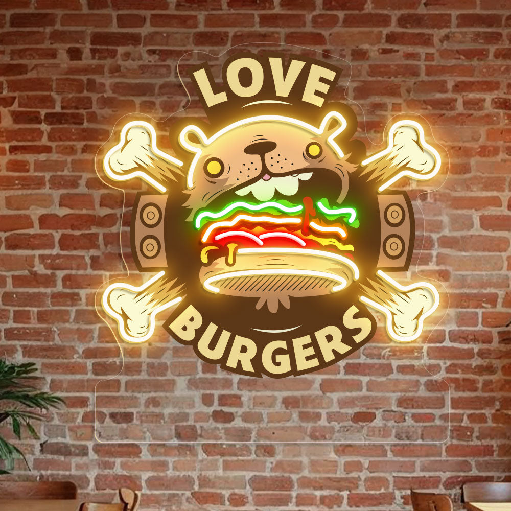 Custom Bear Burger UV Neon Light Halloween Decor