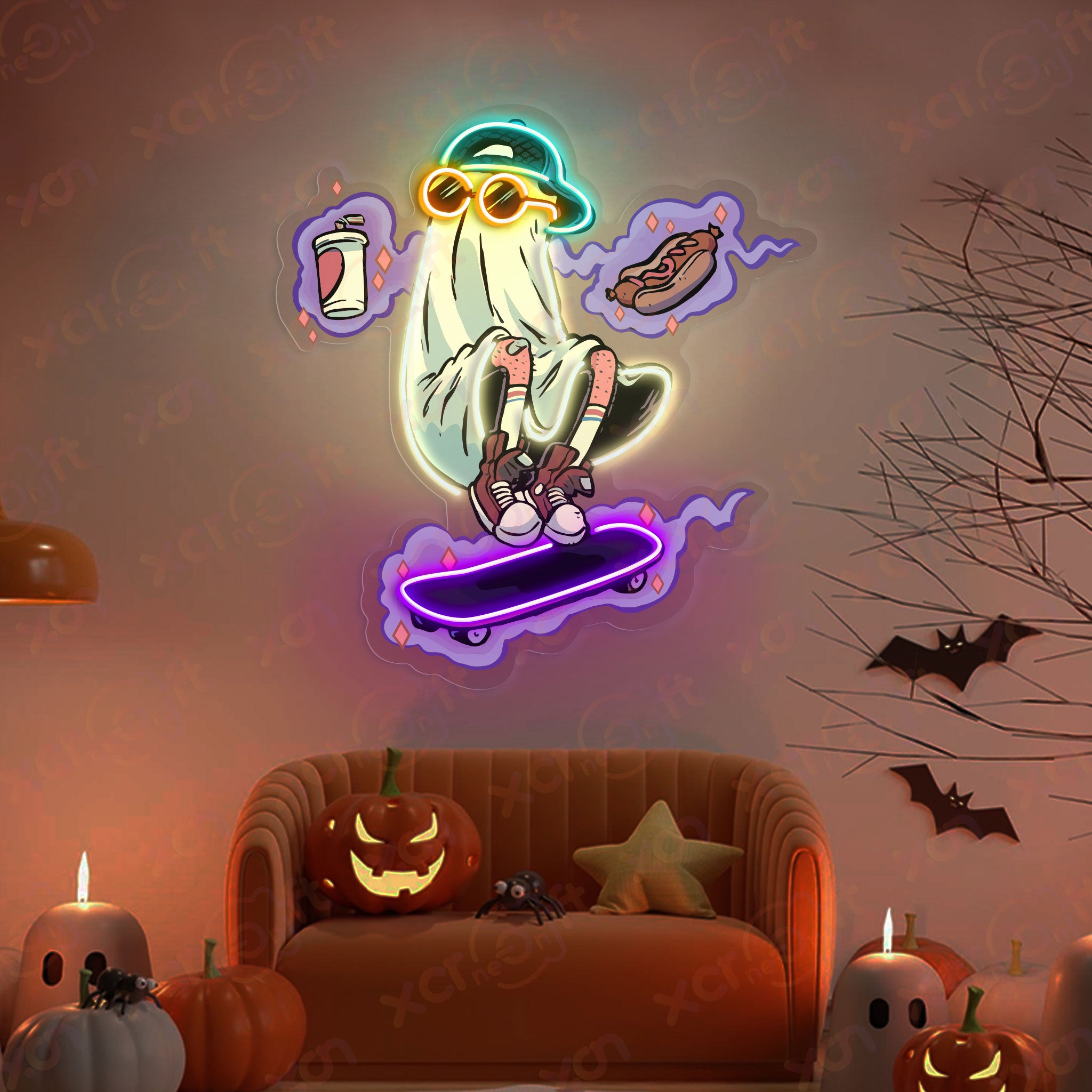 Skate Boo UV Neon Light Sport Decorations