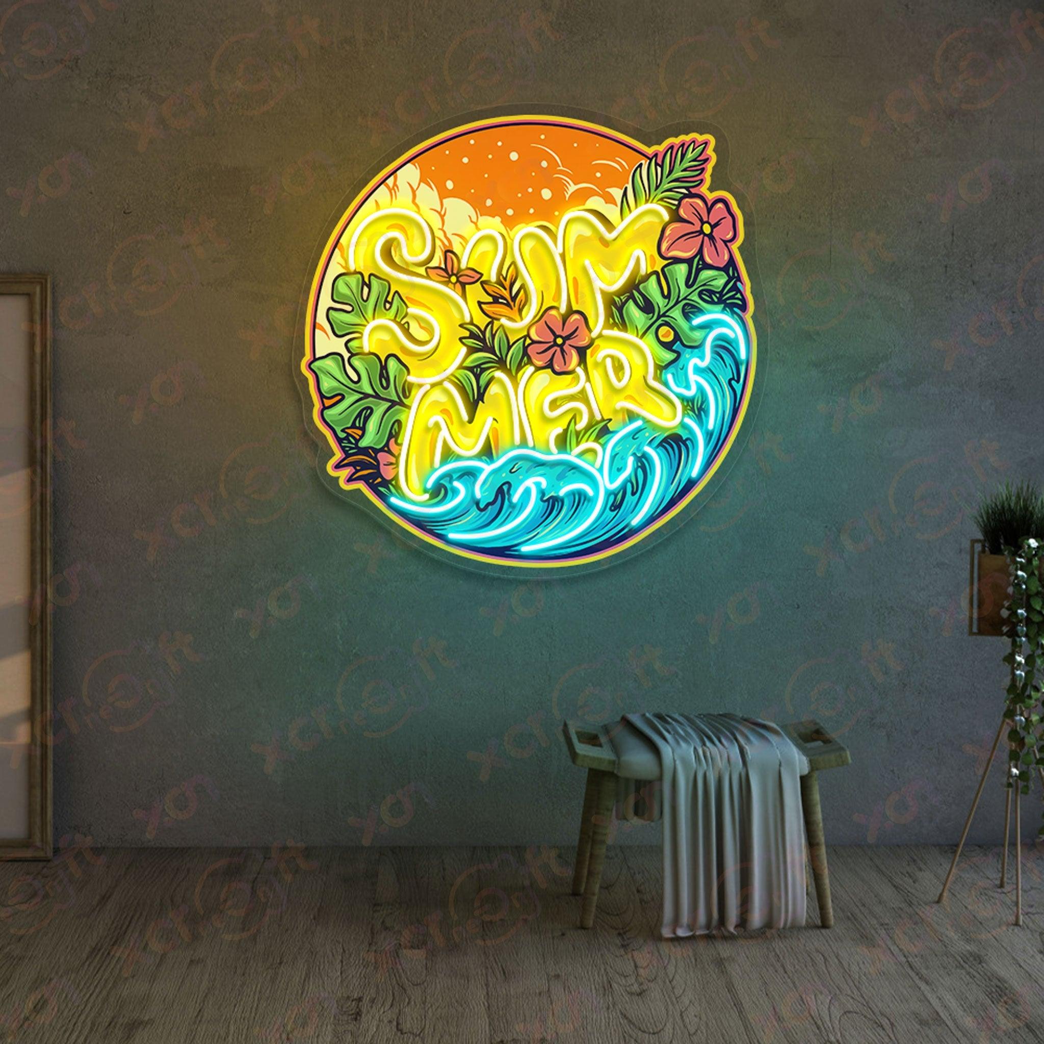 Summer View Printed LED Neon Sign Beach House Decor