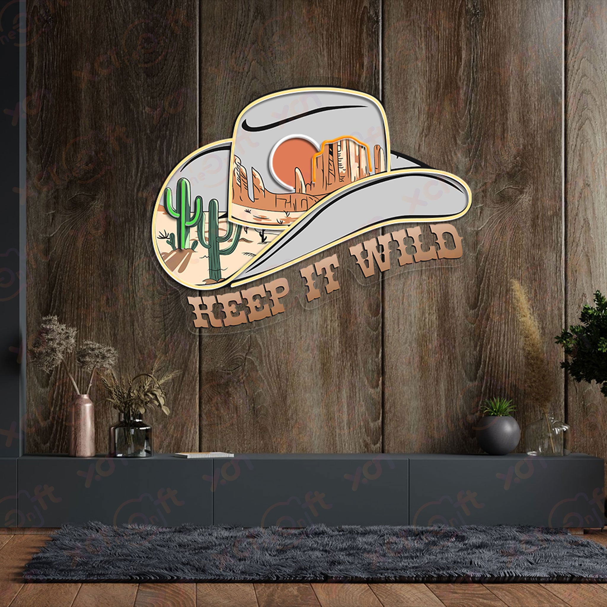Keep It Wild Cowboy Home Decor Neon Wall Art