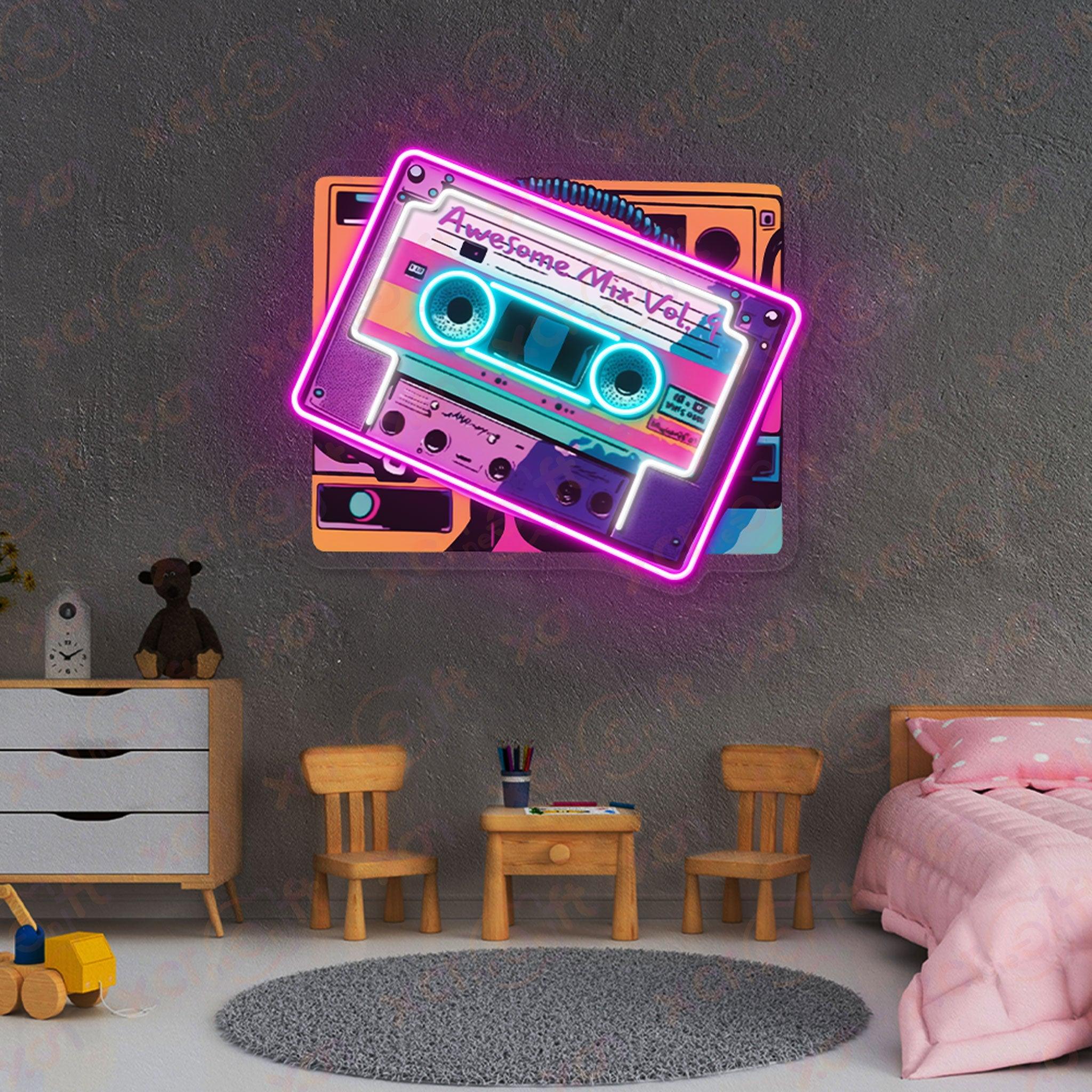 Cassette UV Printed LED Neon Sign Music Party Decor