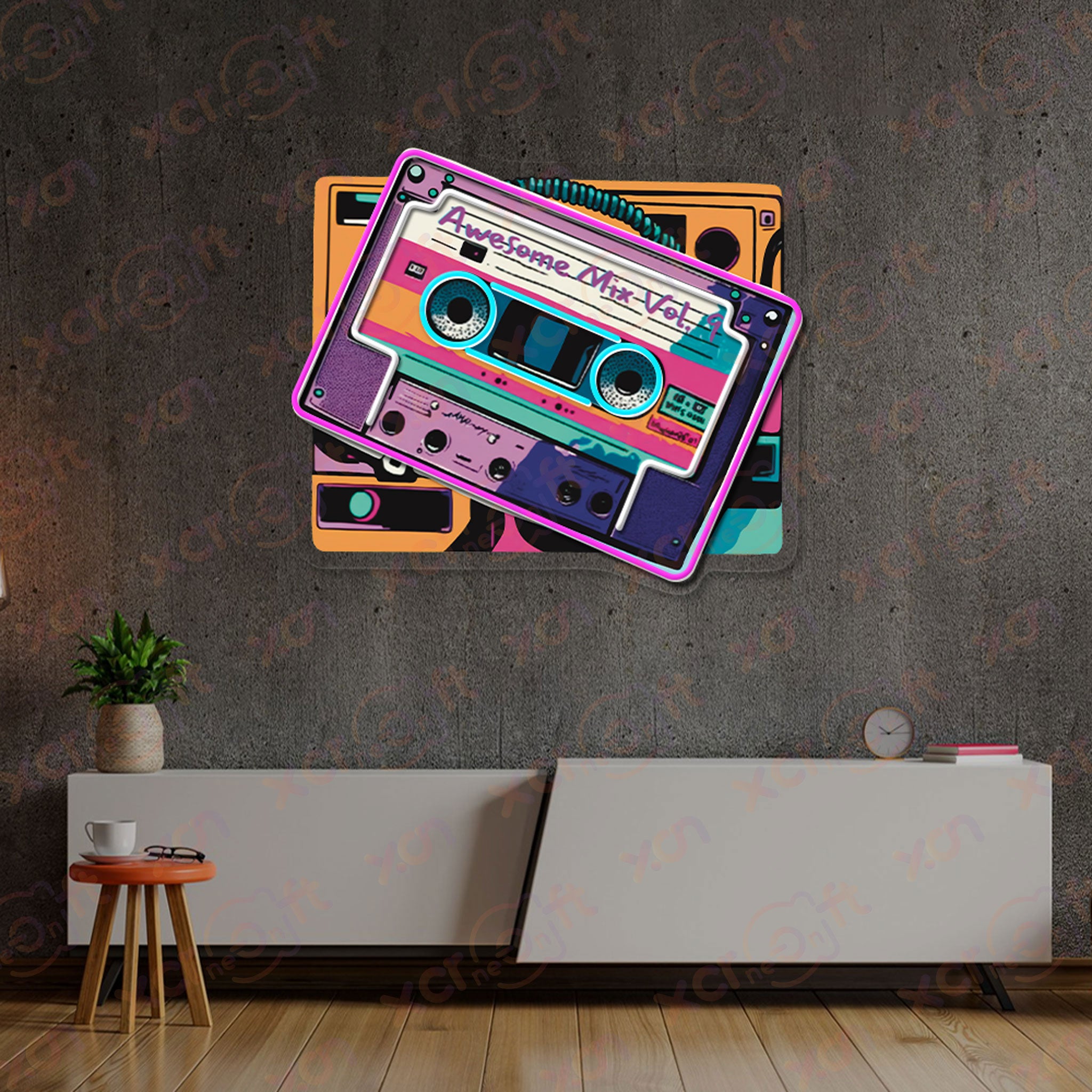 Cassette UV Printed LED Neon Sign Music Party Decor