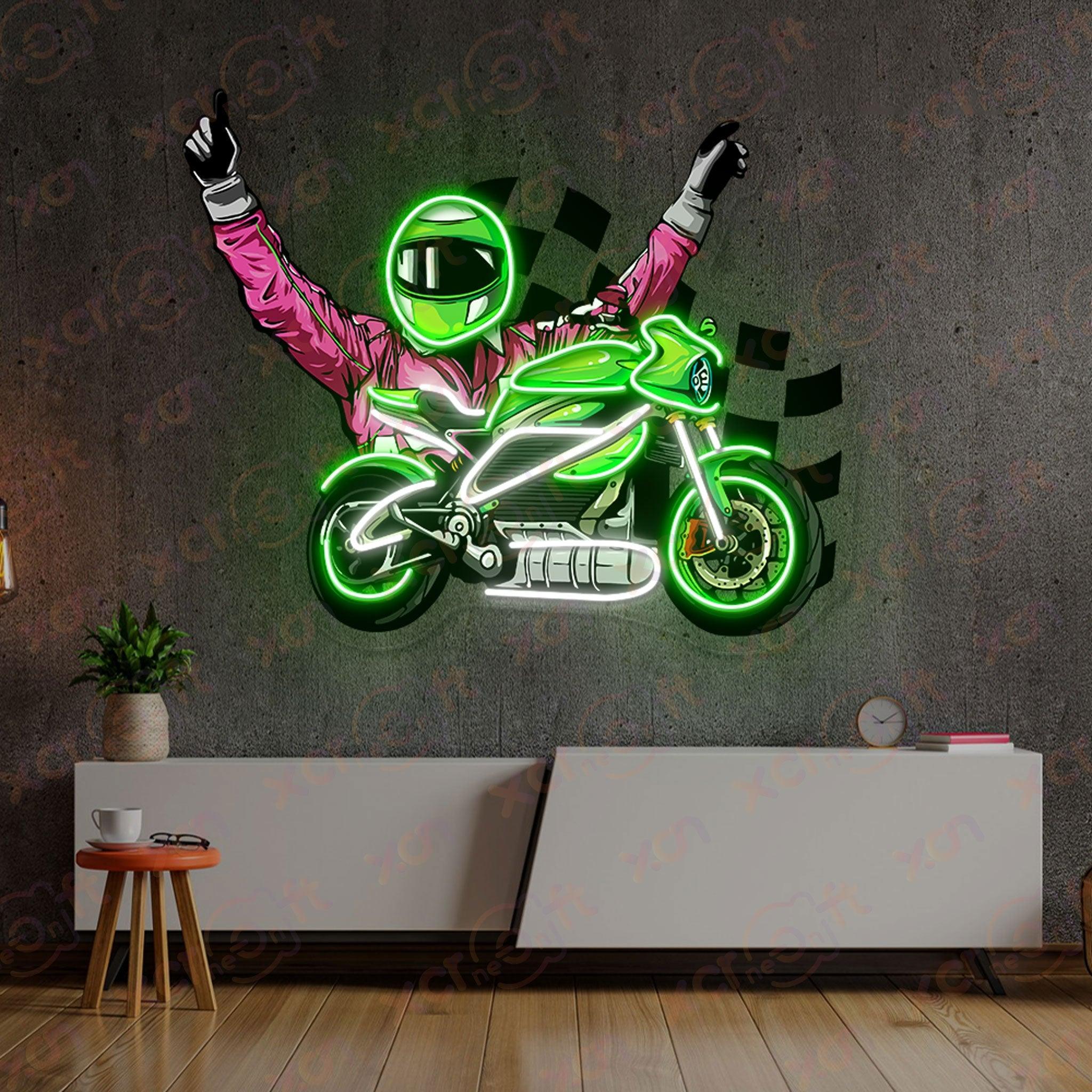 Decorative Motorcycle UV Printed Neon Signs Wall Art