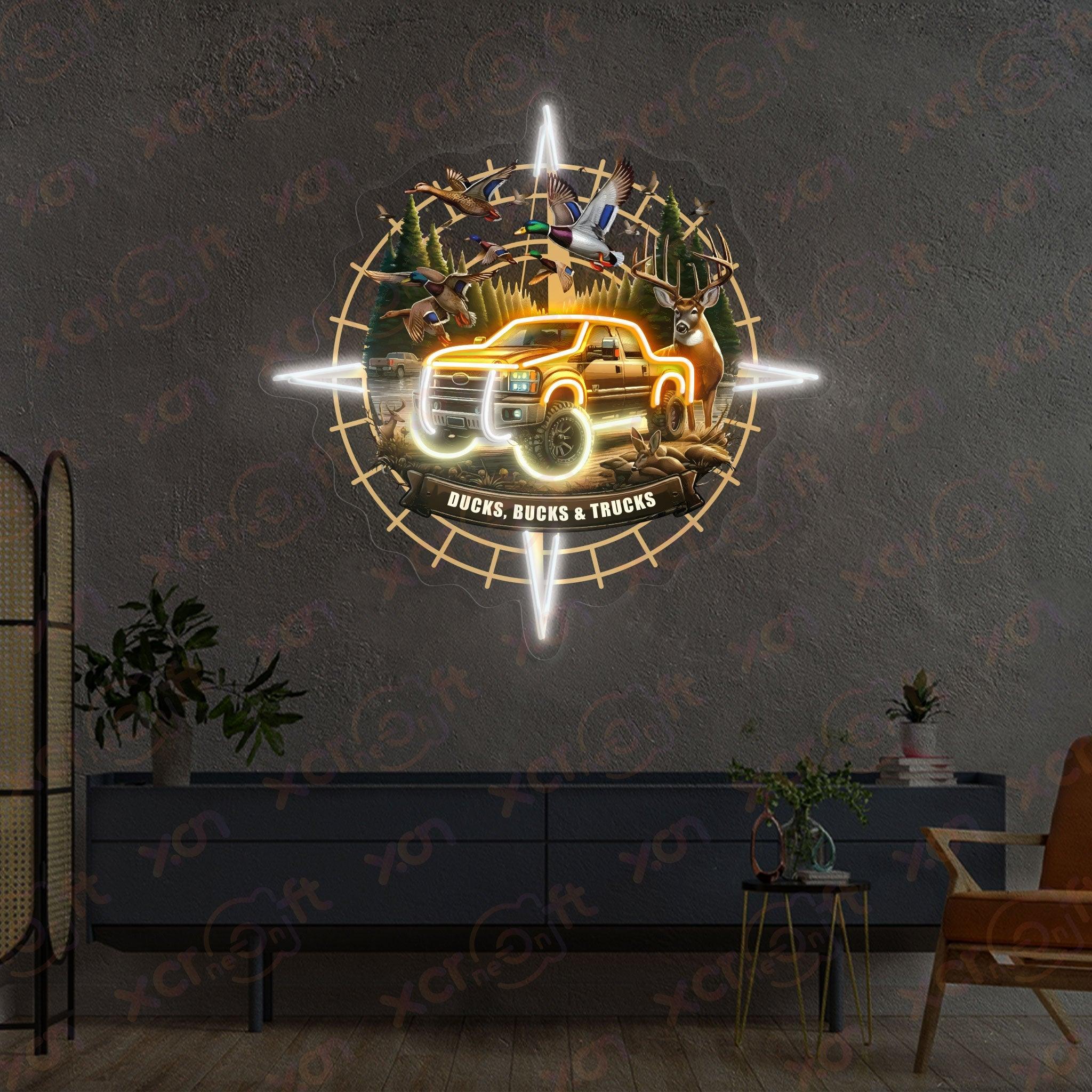 Hunting Compass UV Printed Neon Sign Wall Art