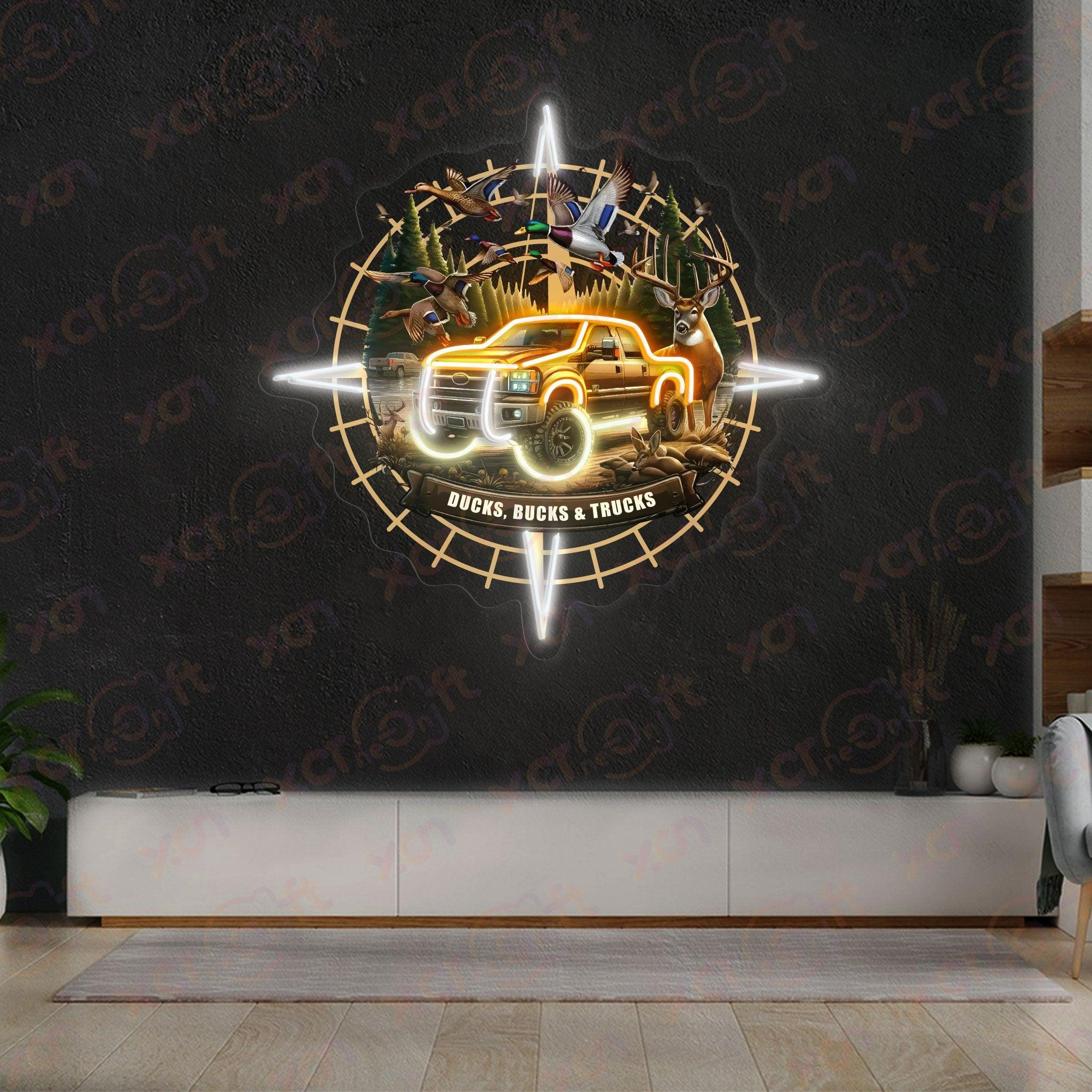 Hunting Compass UV Printed Neon Sign Wall Art