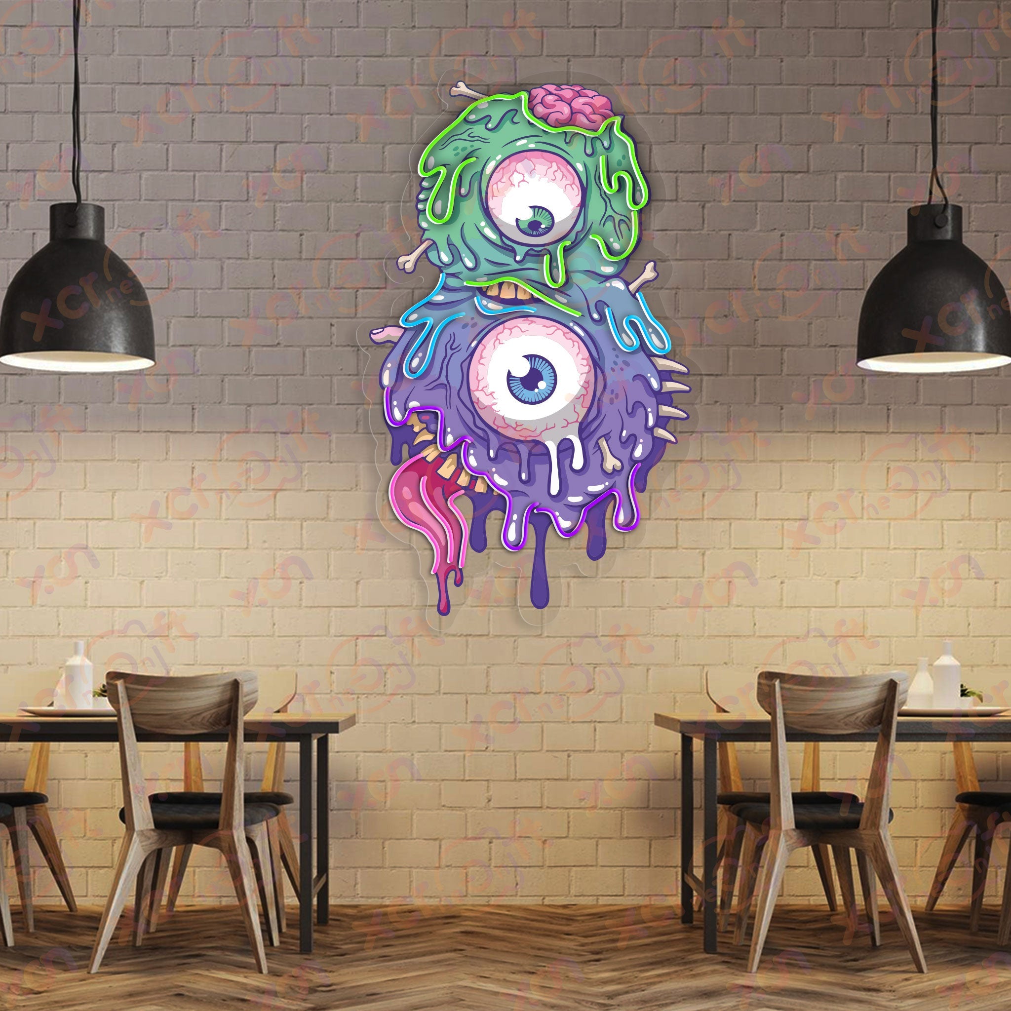 Halloween Zombie Eye Printed UV Neon Signs