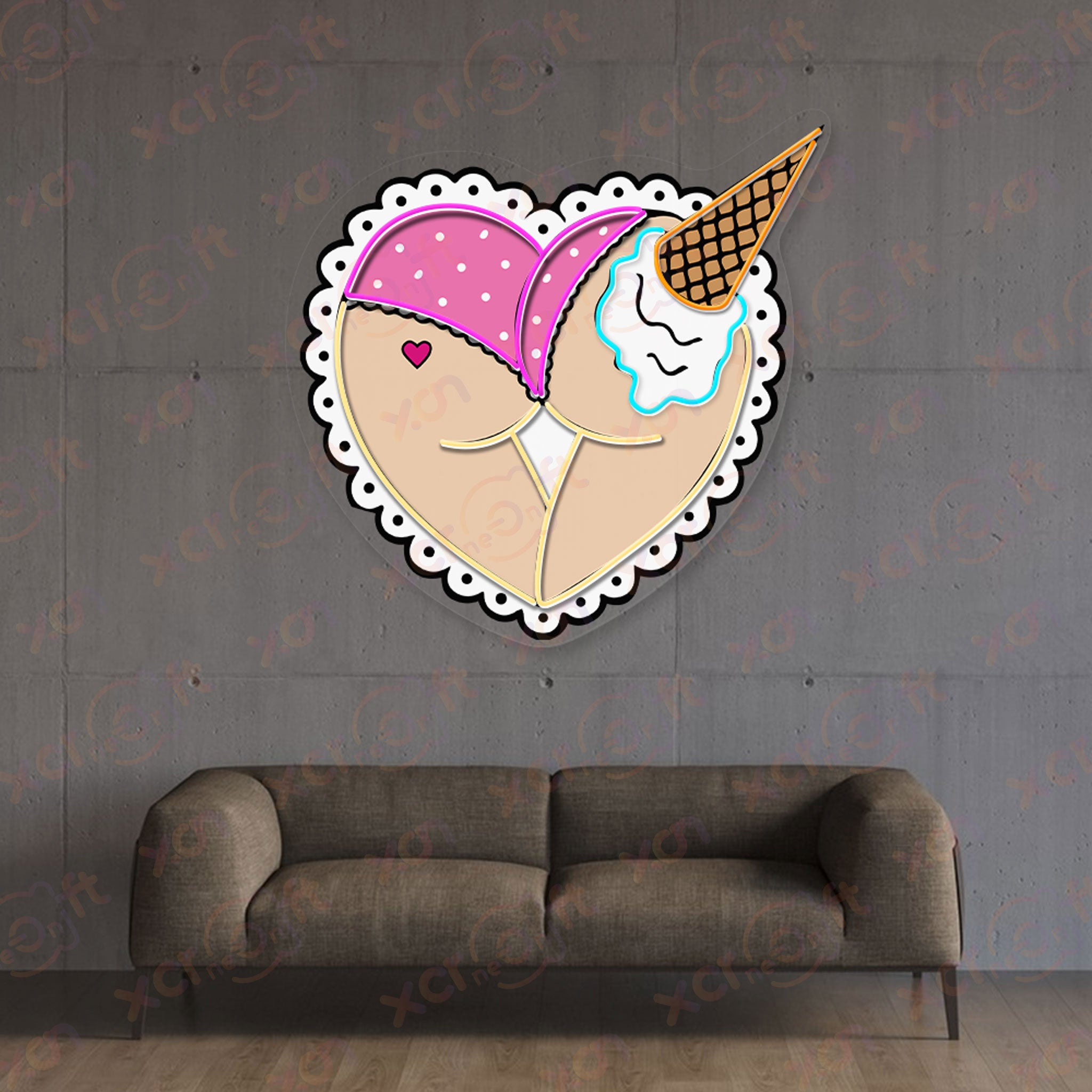 Ice Cream Booty Neon Wall Art