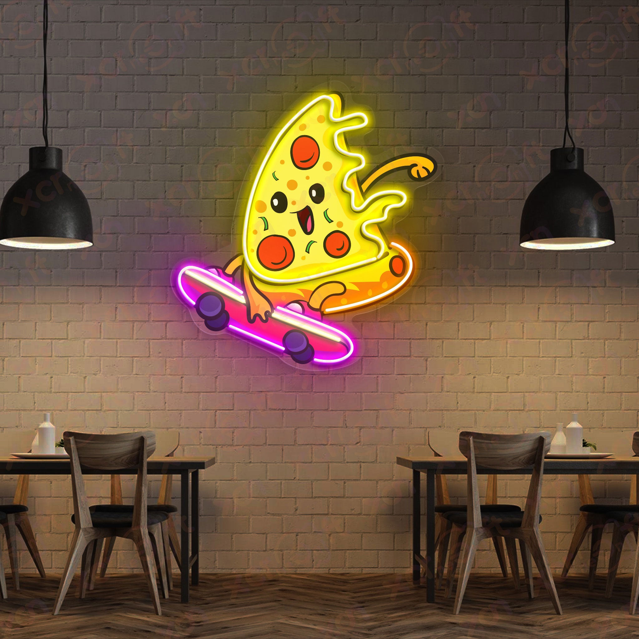 Pizza Skating UV Neon Signs Wall Decoration