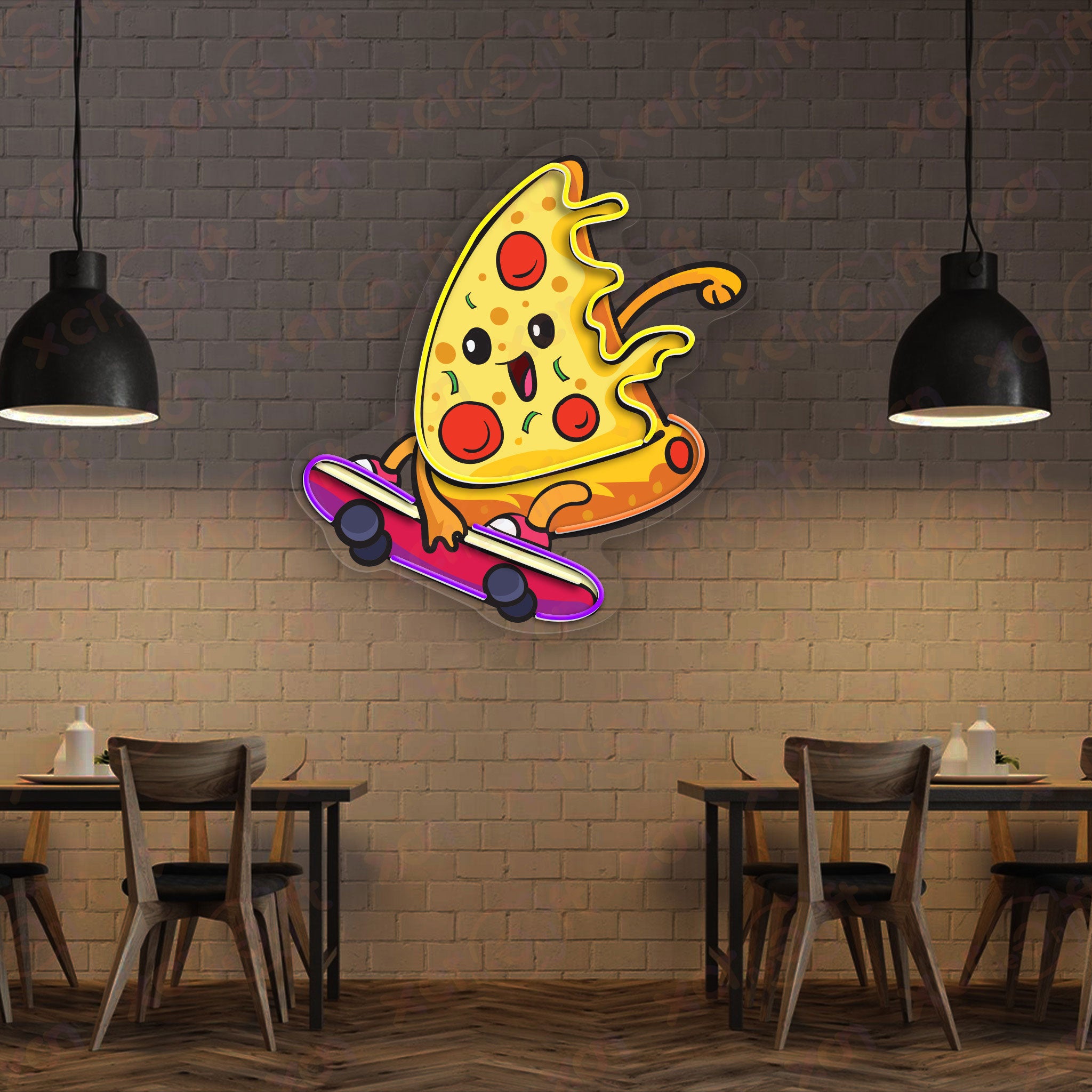 Pizza Skating UV Neon Signs Wall Decoration
