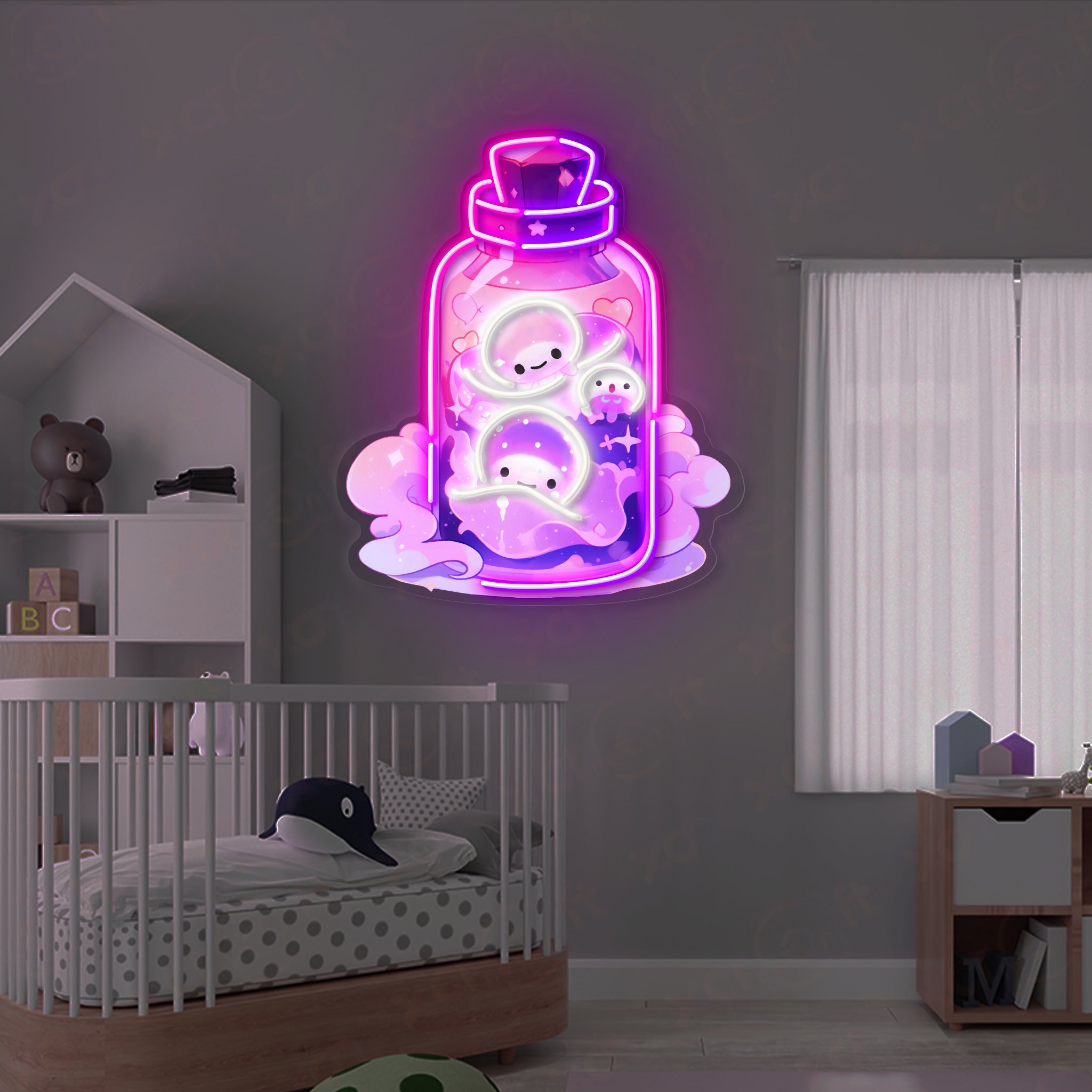 Cute Jellyfish LED Neon Wall Art
