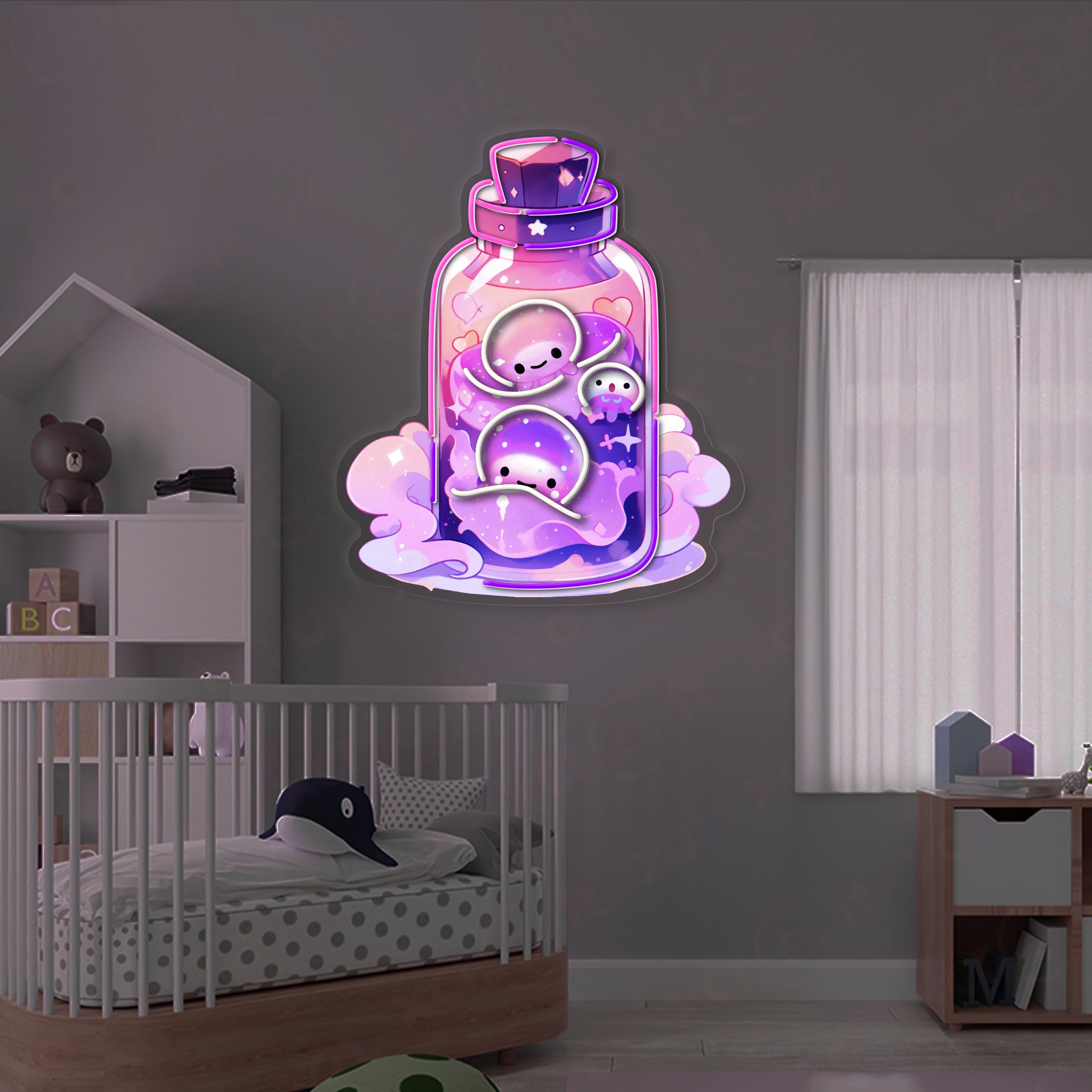 Cute Jellyfish LED Neon Wall Art