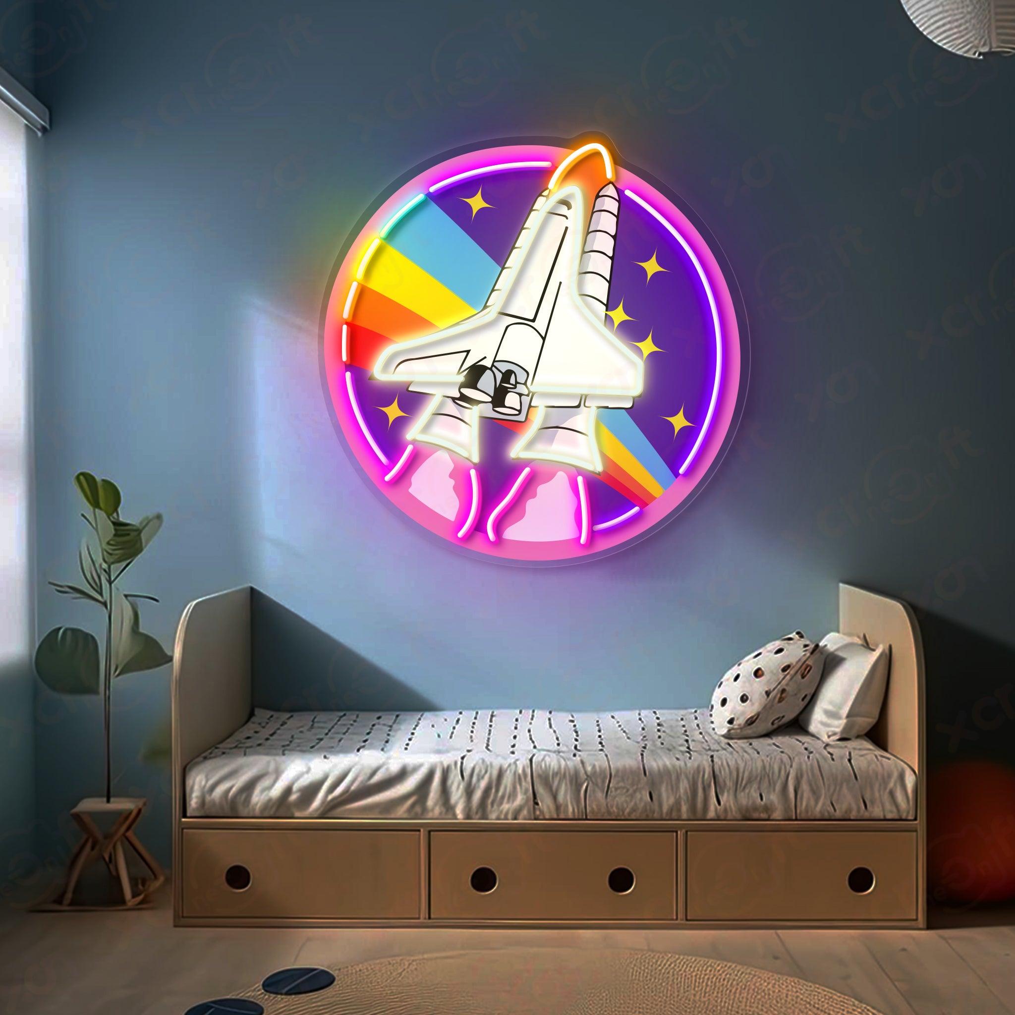 Spaceship UV Neon Signs