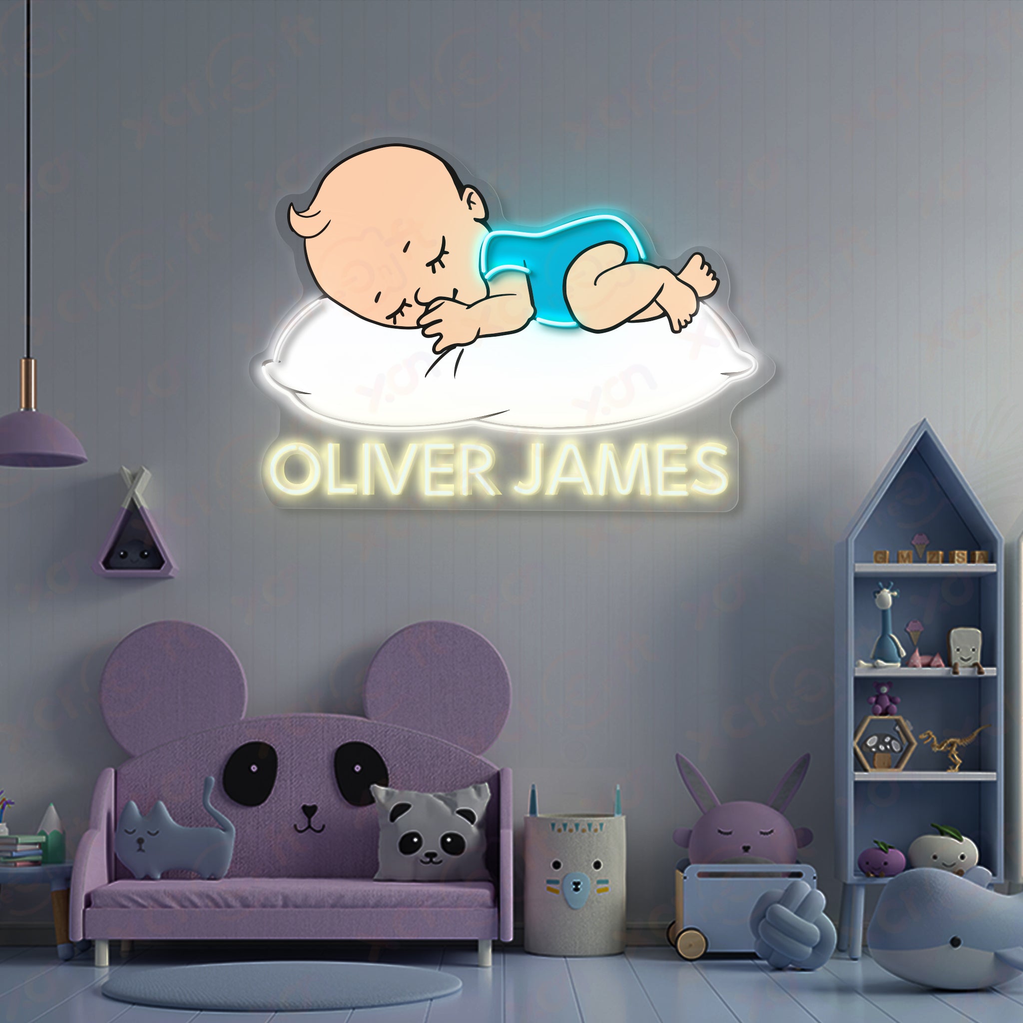 Baby Boy Sign LED Neon Wall Art