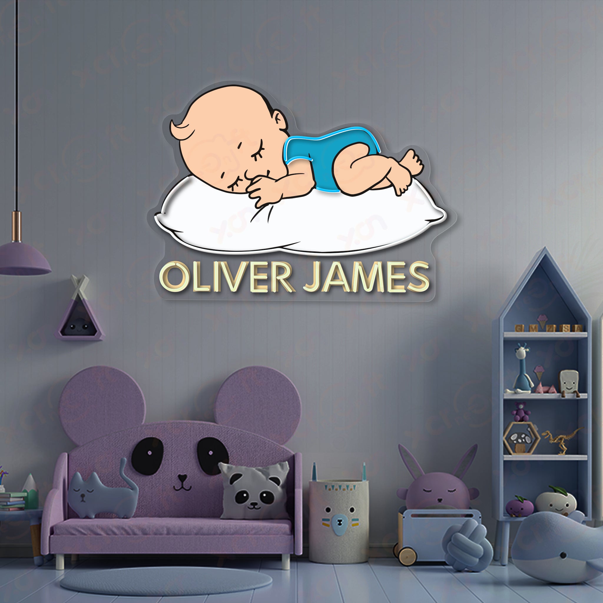 Baby Boy Sign LED Neon Wall Art