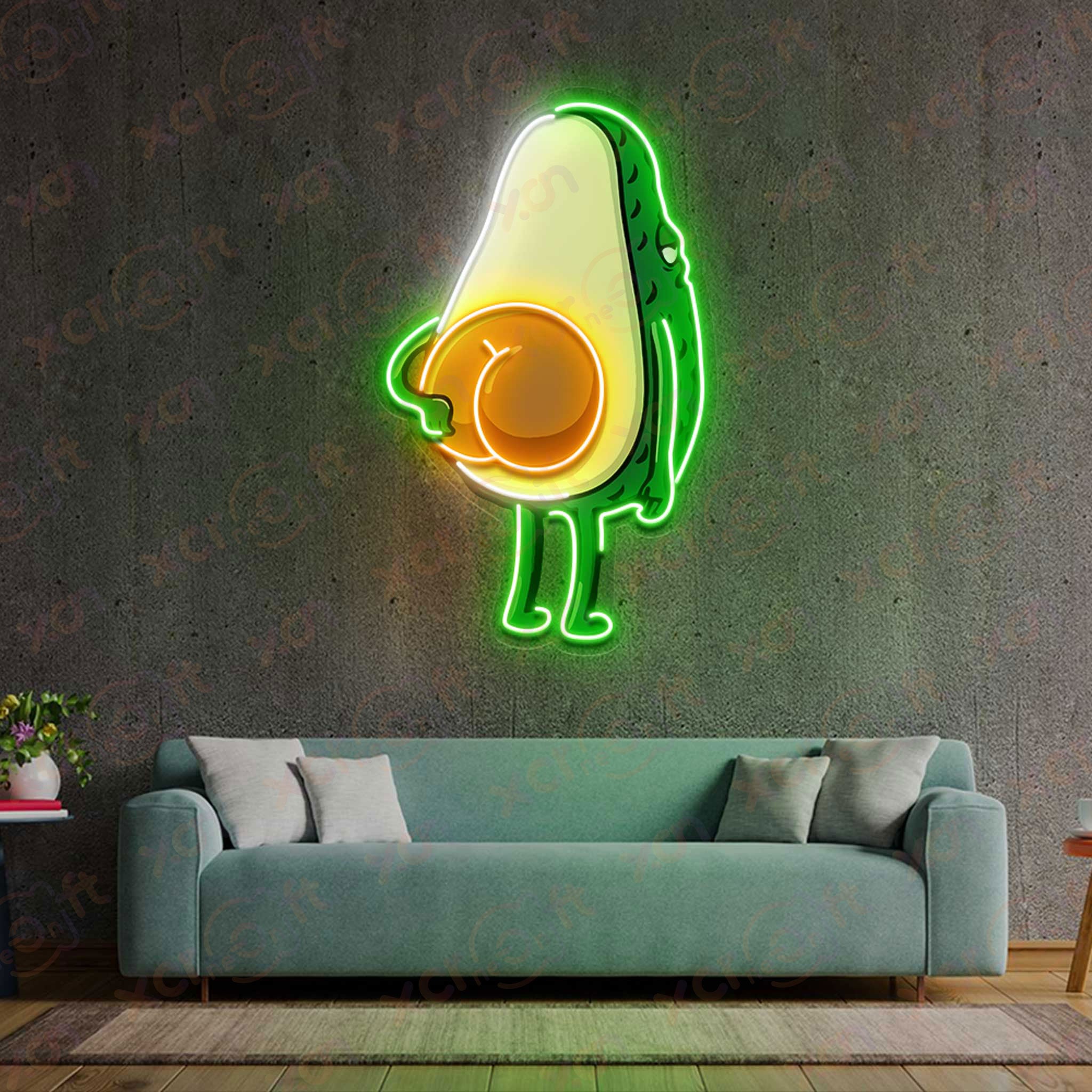Funny Avocado Butt Cartoon Neon Light