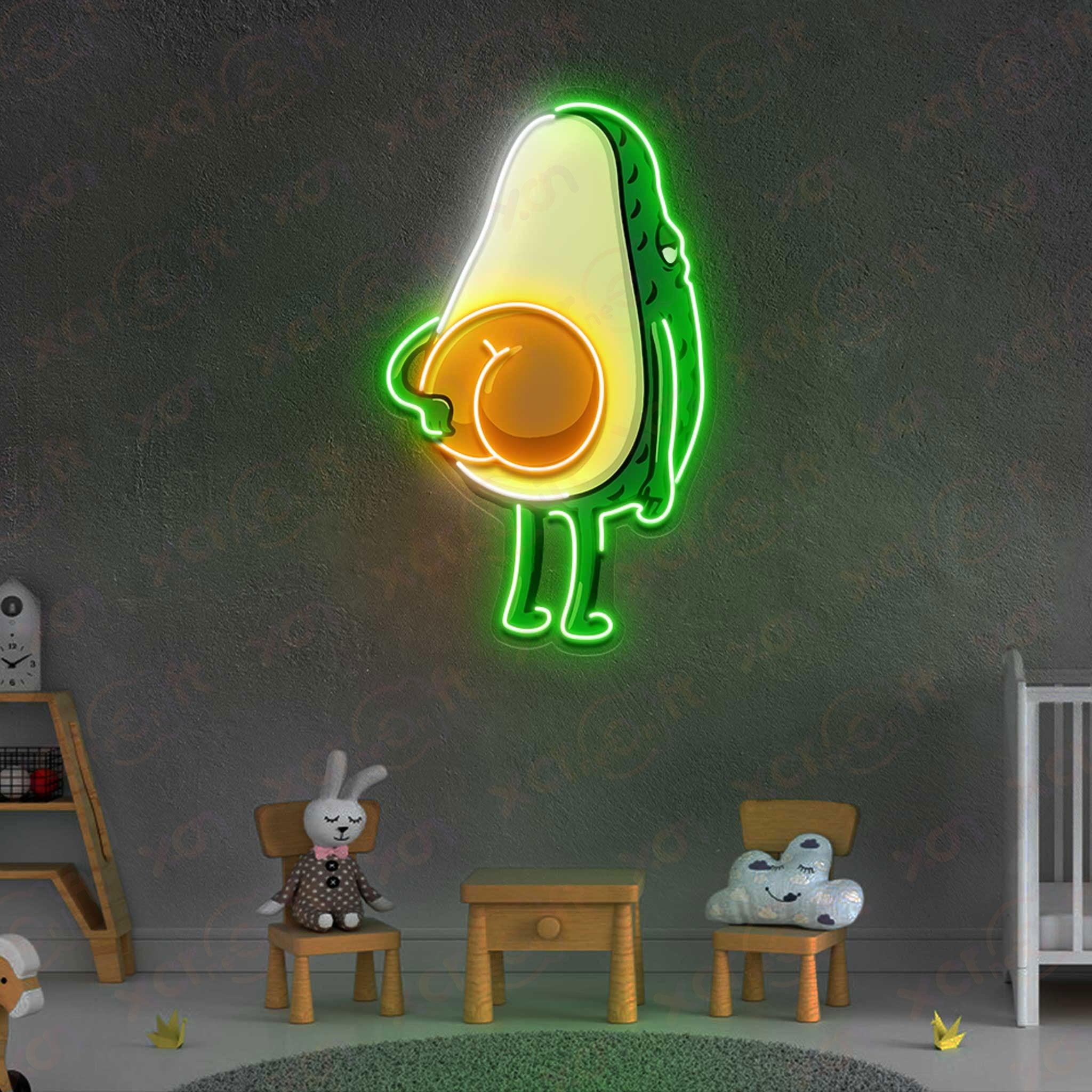 Funny Avocado Butt Cartoon Neon Light