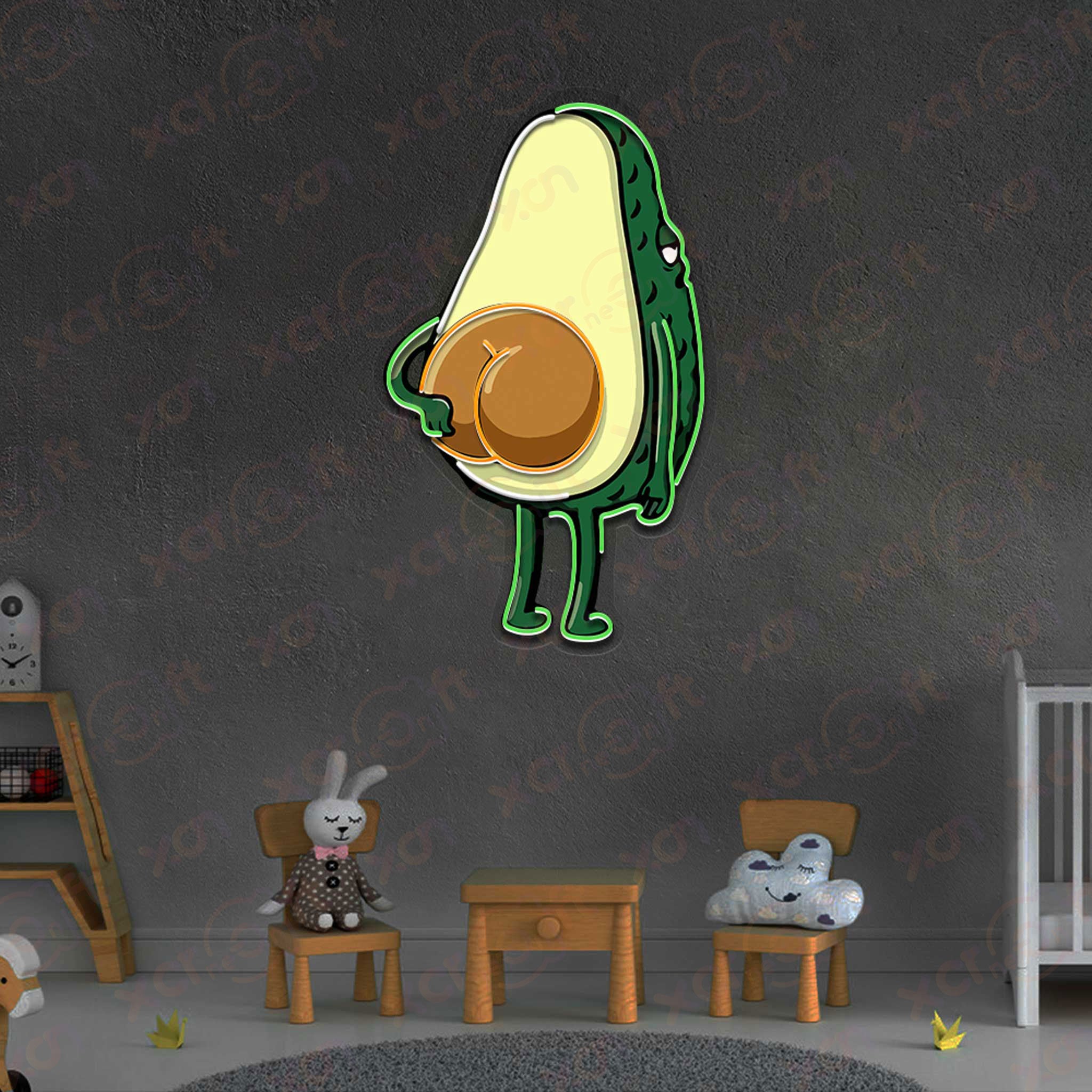 Funny Avocado Butt Cartoon Neon Light
