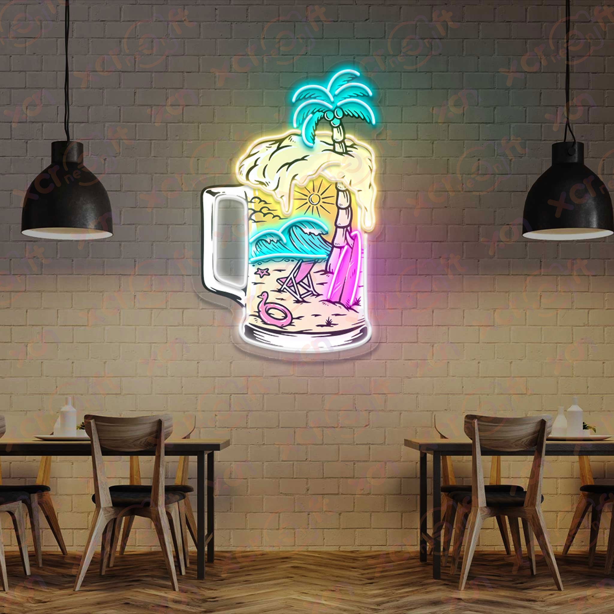 Beach Beer Neon Signs Art Kitchen Decor